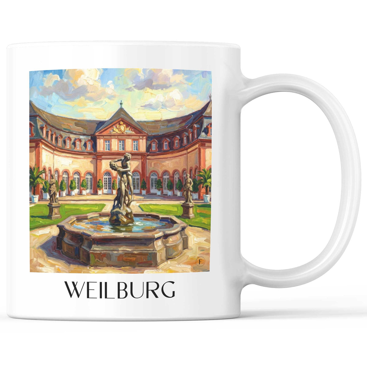Weilburg Kaffeebecher - Lahntal - Deutschland Becher - Kaffeetasse im Ölgemälde Stil - favplace