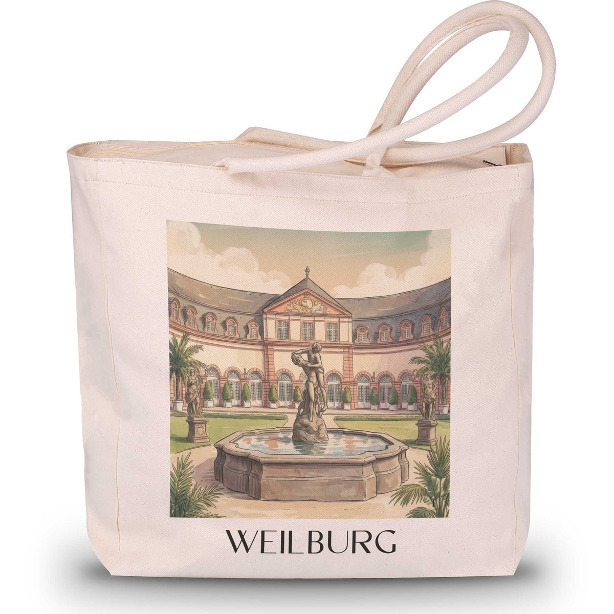 Weilburg Shopping Tasche - Lahntal - Deutschland Tote Bag - Einkaufstasche im Aquarell Stil - favplace