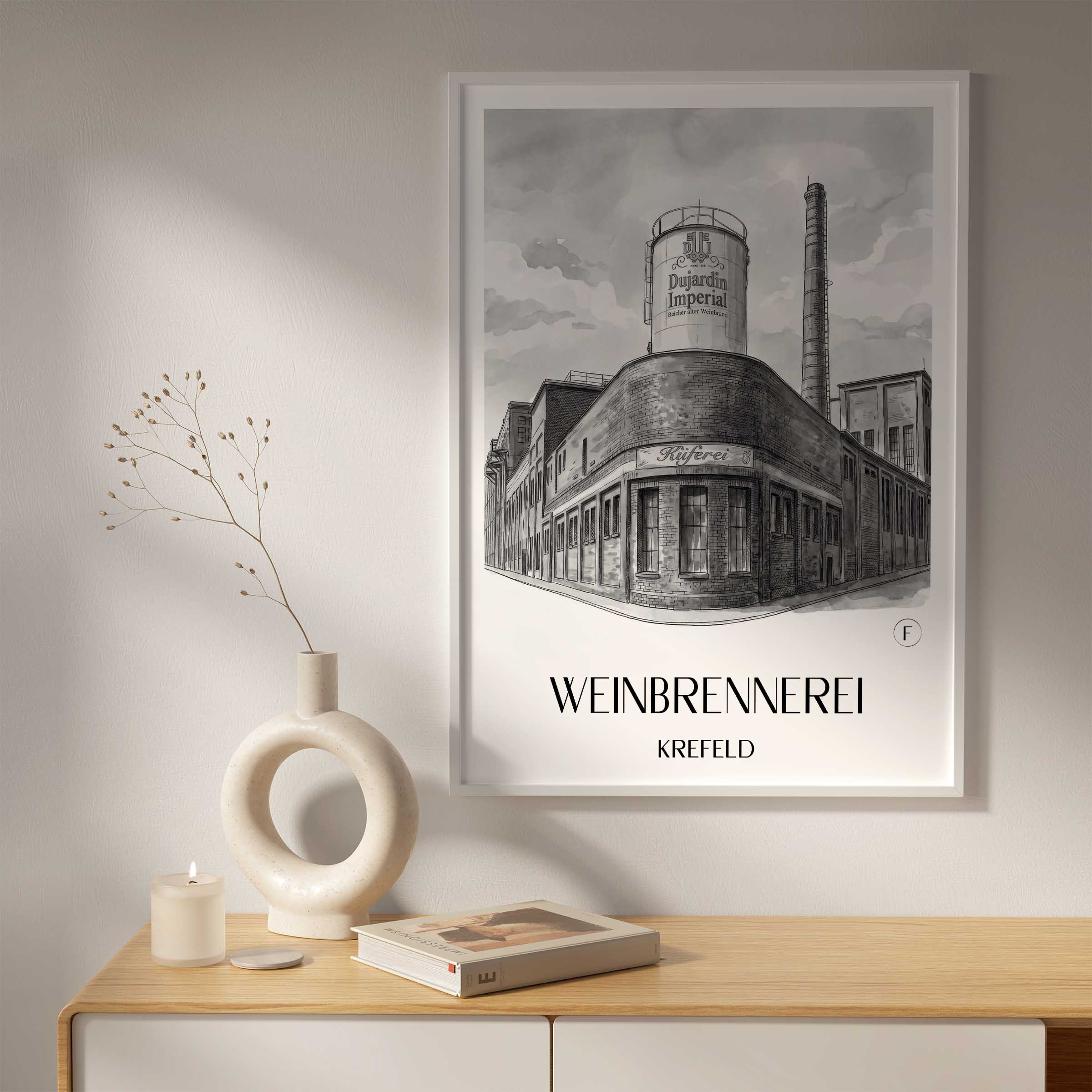 weinbrennerei--krefeld-deutschland-poster-aquarell-schwarz-weiss