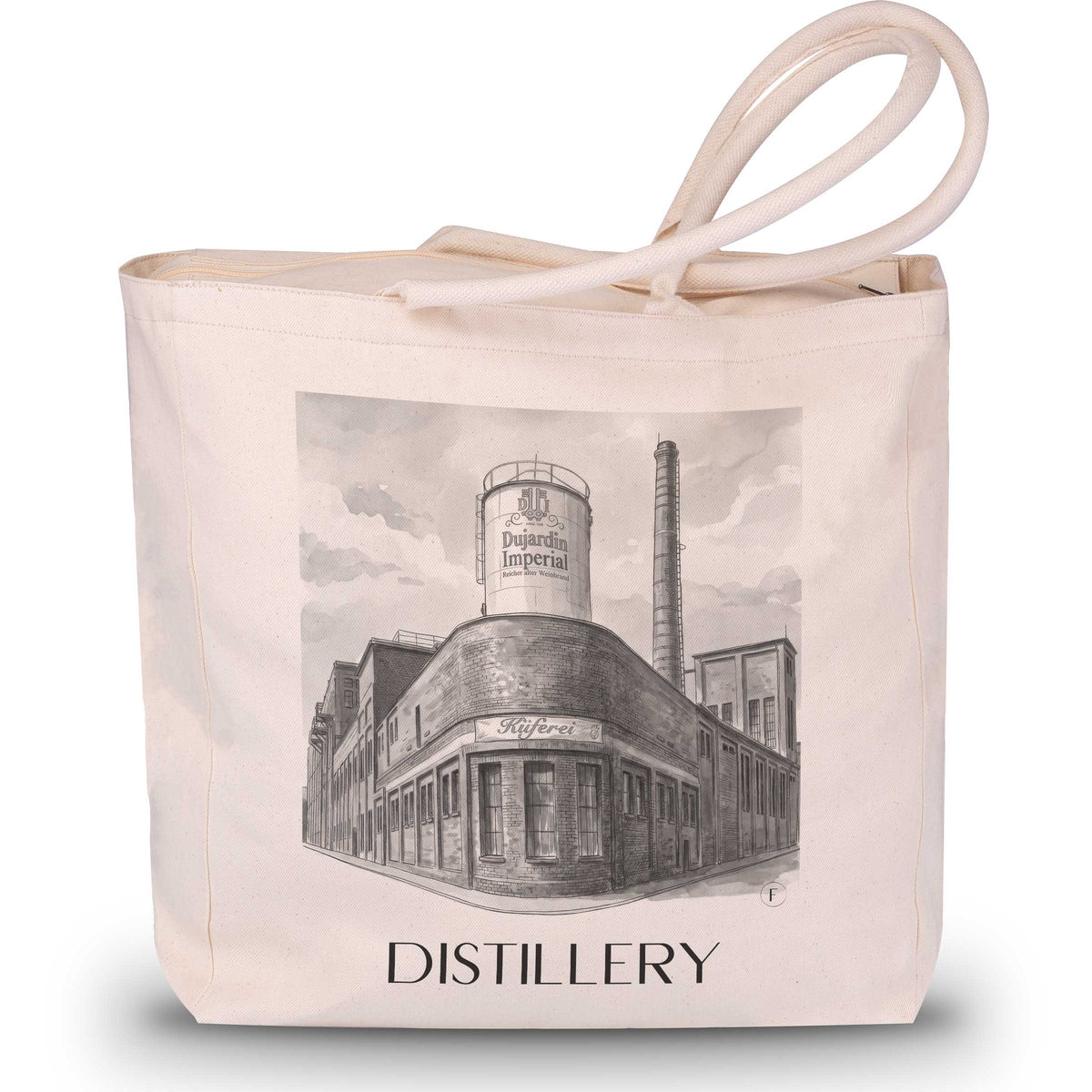 Weinbrennerei Shopping Tasche - Krefeld - Deutschland Tote Bag - Einkaufstasche im Aquarell Schwarz-Weiß Stil - favplace