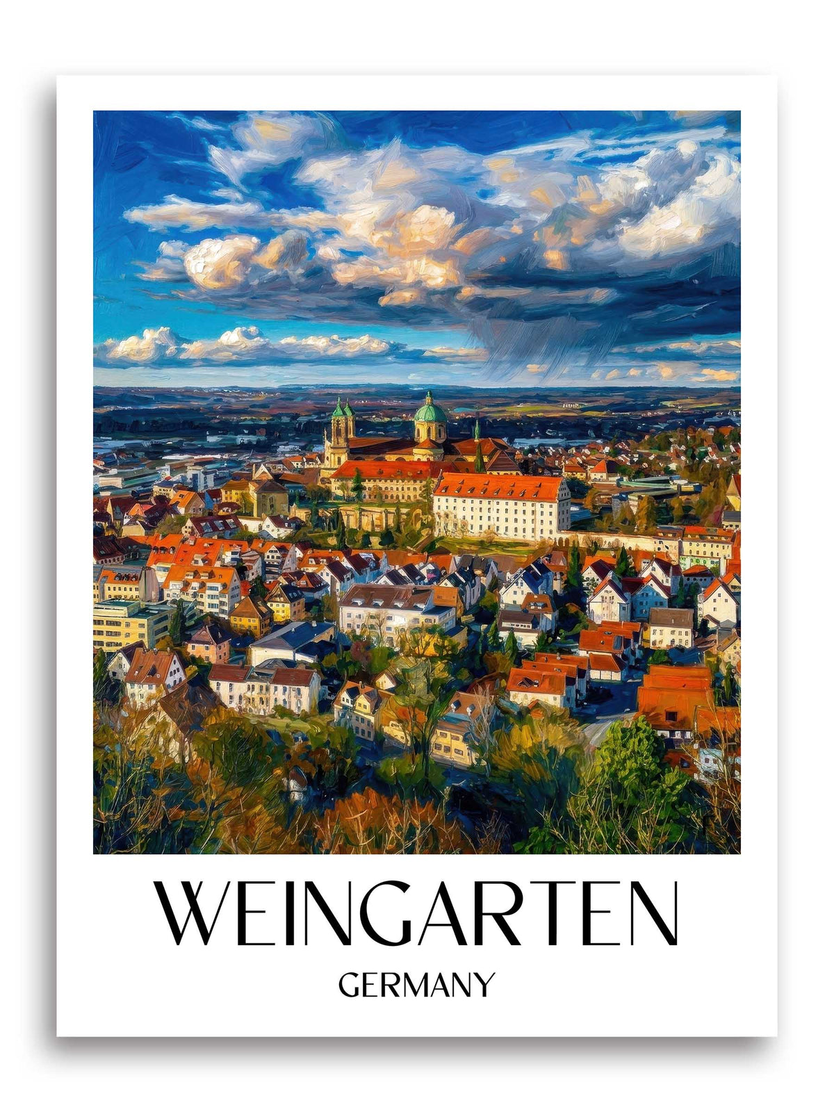 Weingarten Poster - Oberschwaben - Deutschland Kunstdruck - Ölgemälde von A4 bis A1 - favplace
