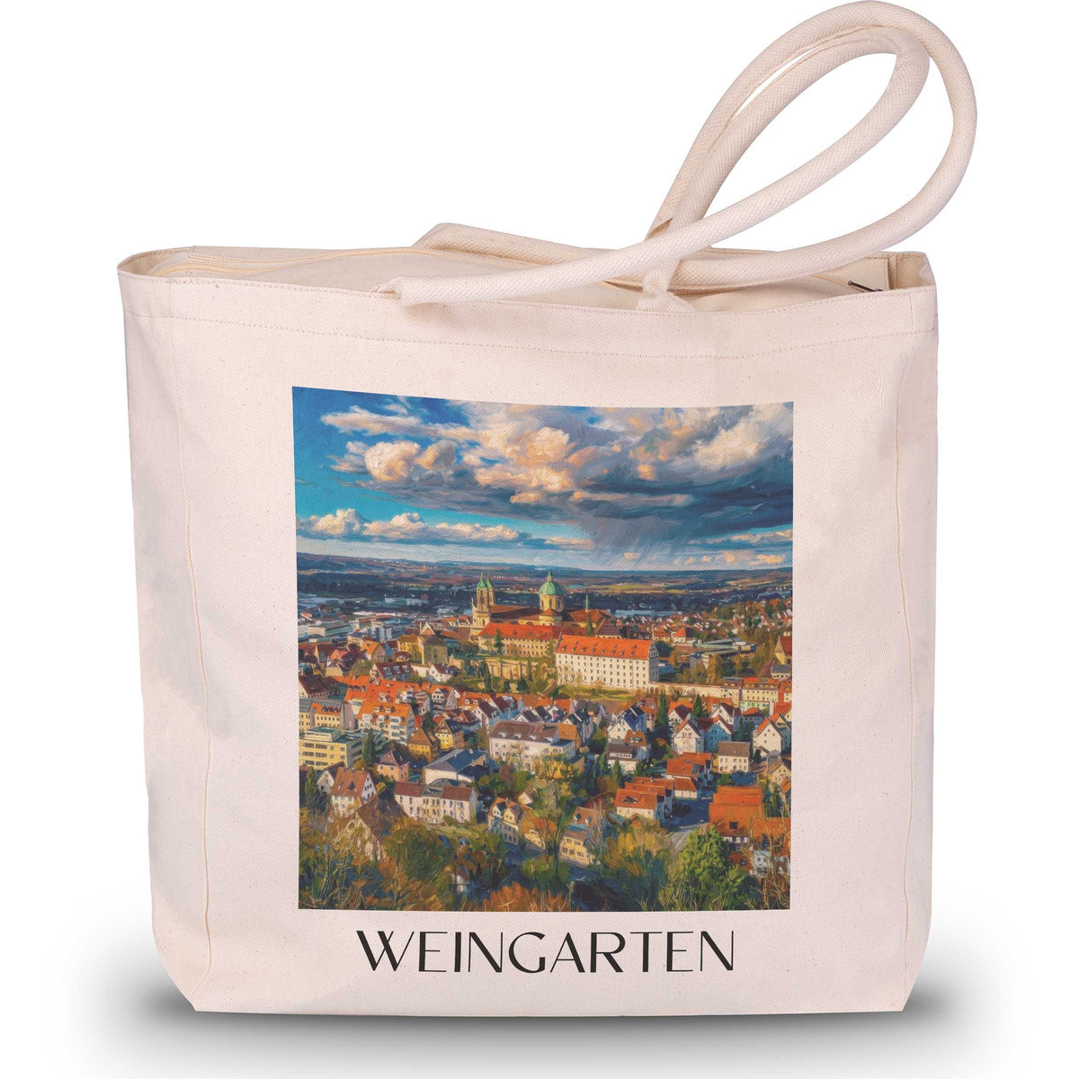 Weingarten Shopping Tasche - Oberschwaben - Deutschland Tote Bag - Einkaufstasche im Ölgemälde Stil - favplace