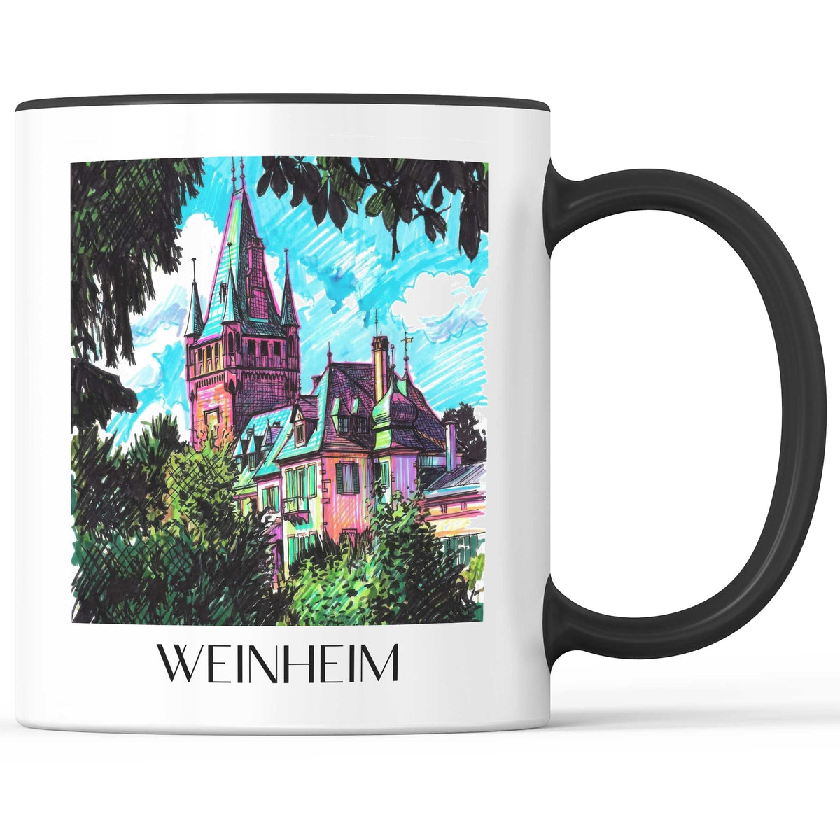 Weinheim Kaffeebecher - Odenwald - Deutschland Becher - Kaffeetasse im Tag Graffiti Stil - favplace