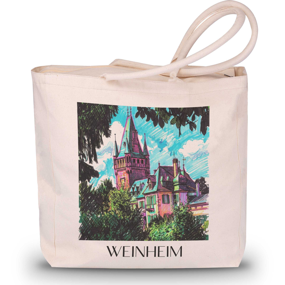 Weinheim Shopping Tasche - Odenwald - Deutschland Tote Bag - Einkaufstasche im Tag Graffiti Stil - favplace