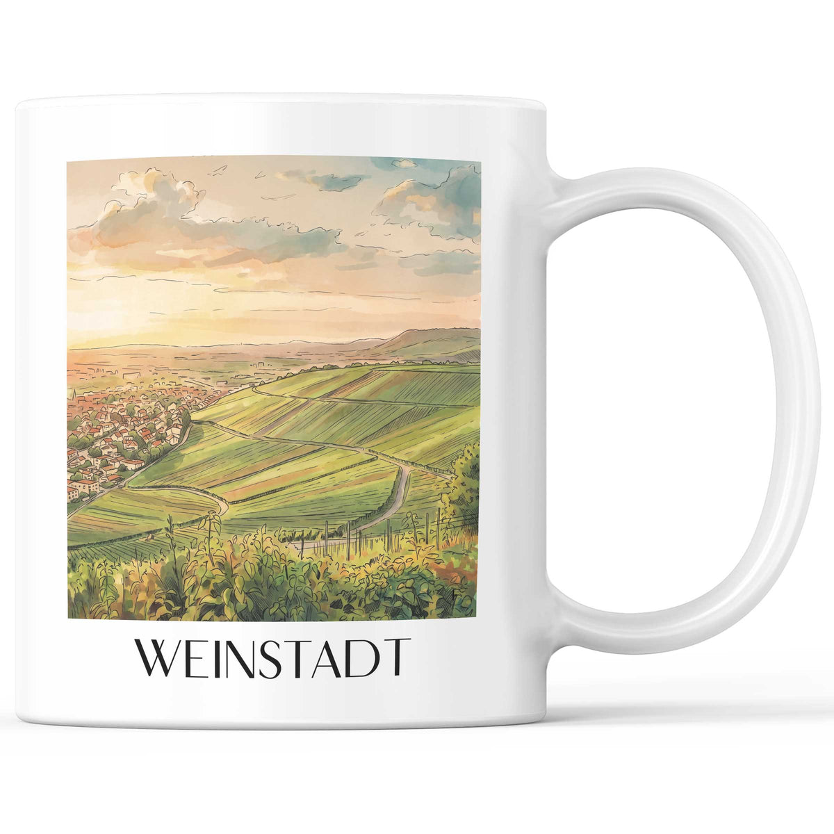 Weinstadt Kaffeebecher - Remstal - Deutschland Becher - Kaffeetasse im Aquarell Stil - favplace