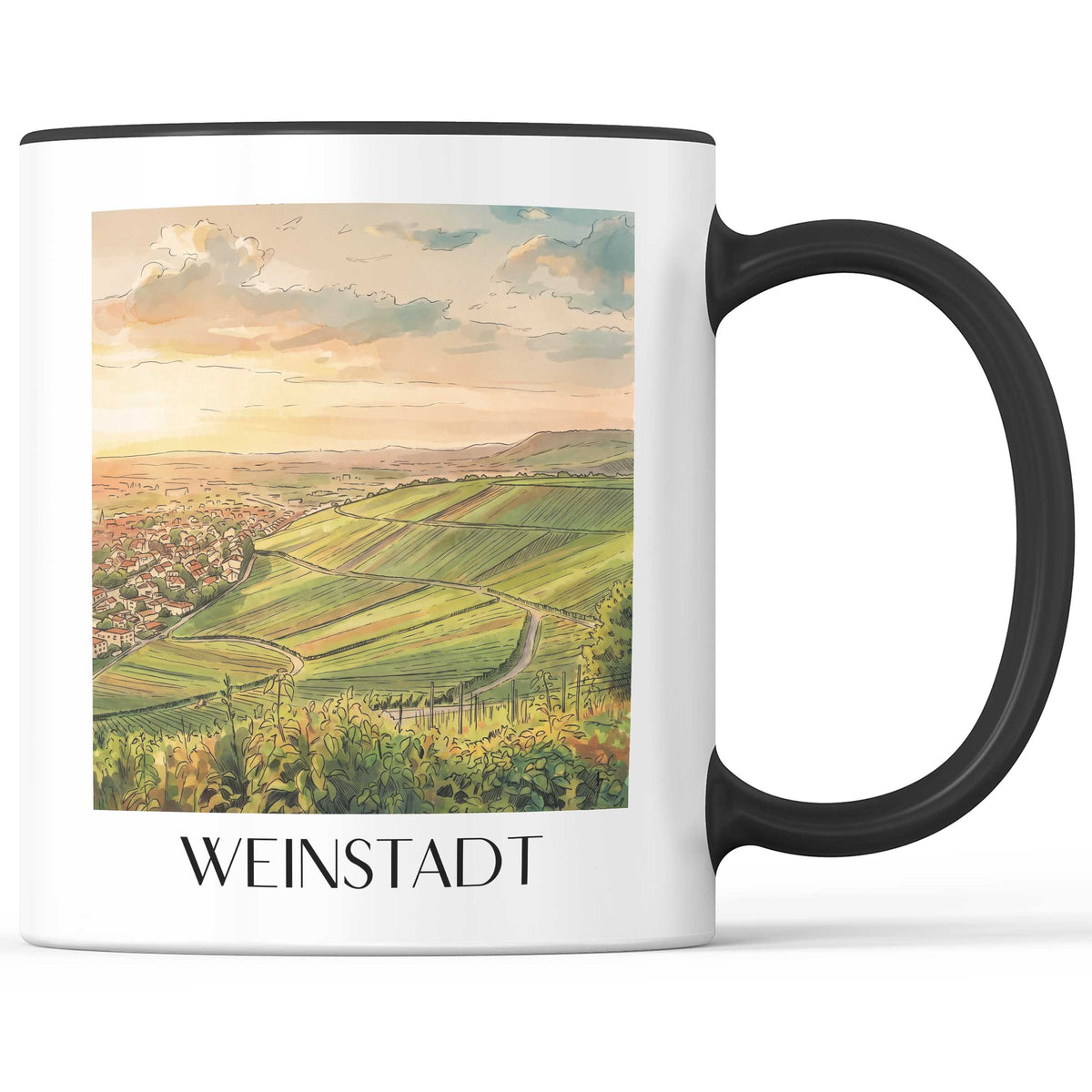 Weinstadt Kaffeebecher - Remstal - Deutschland Becher - Kaffeetasse im Aquarell Stil - favplace