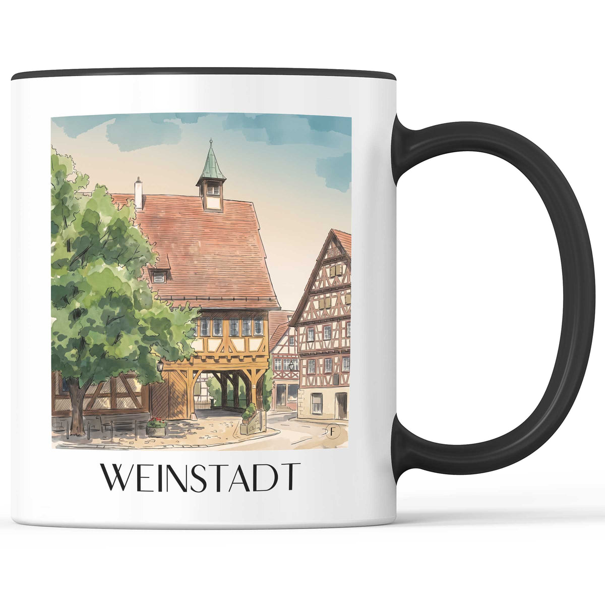Weinstadt Kaffeebecher - Remstal - Deutschland Becher - Kaffeetasse im Aquarell Stil - favplace