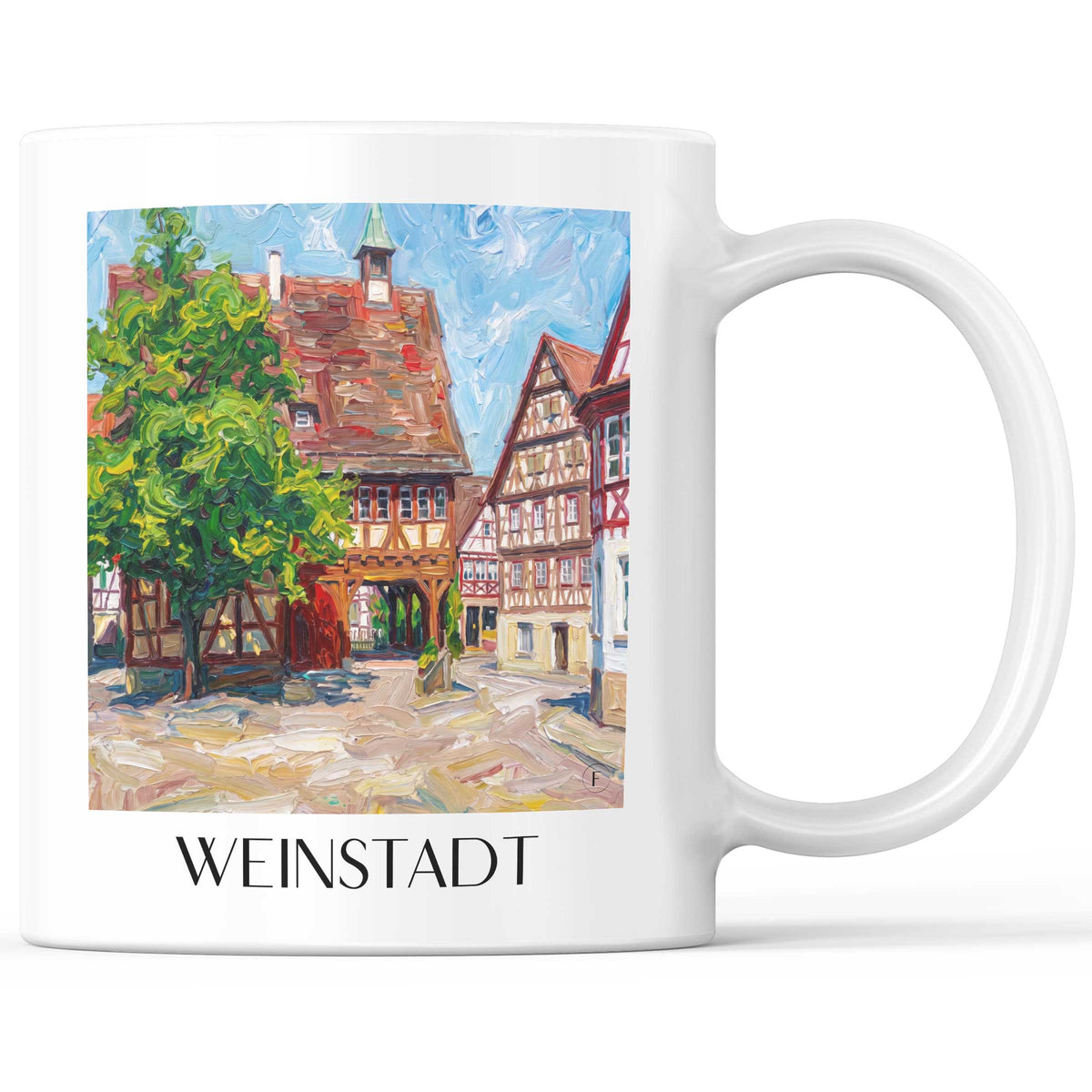 Weinstadt Kaffeebecher - Remstal - Deutschland Becher - Kaffeetasse im Ölgemälde Stil - favplace