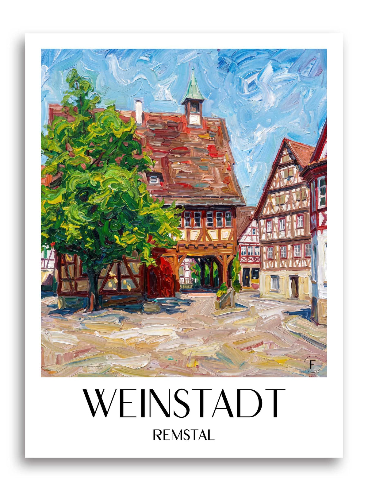 Weinstadt Poster - Remstal - Deutschland Kunstdruck - Ölgemälde von A4 bis A1 - favplace