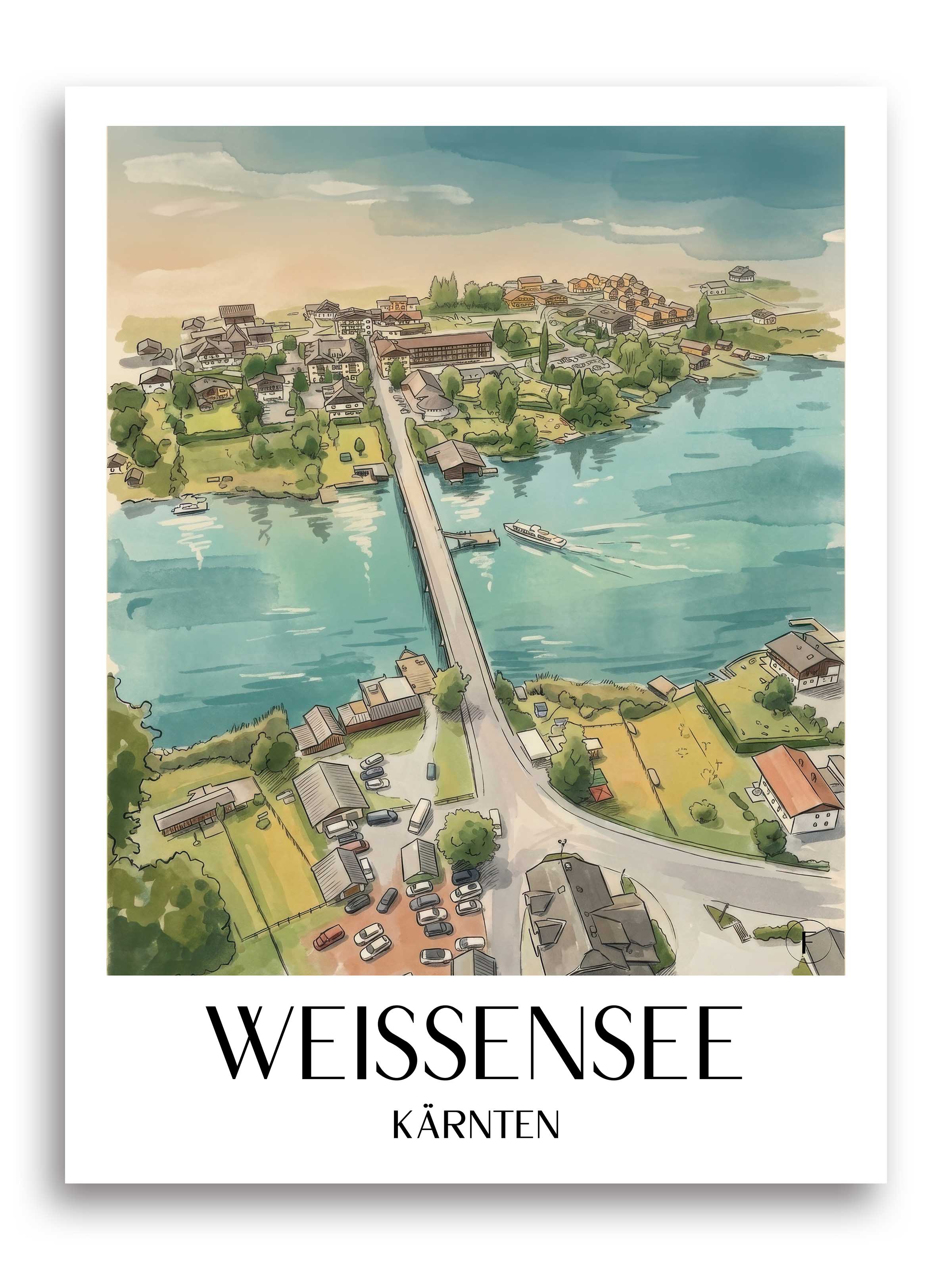 weissensee-kärnten-österreich-poster-aquarell