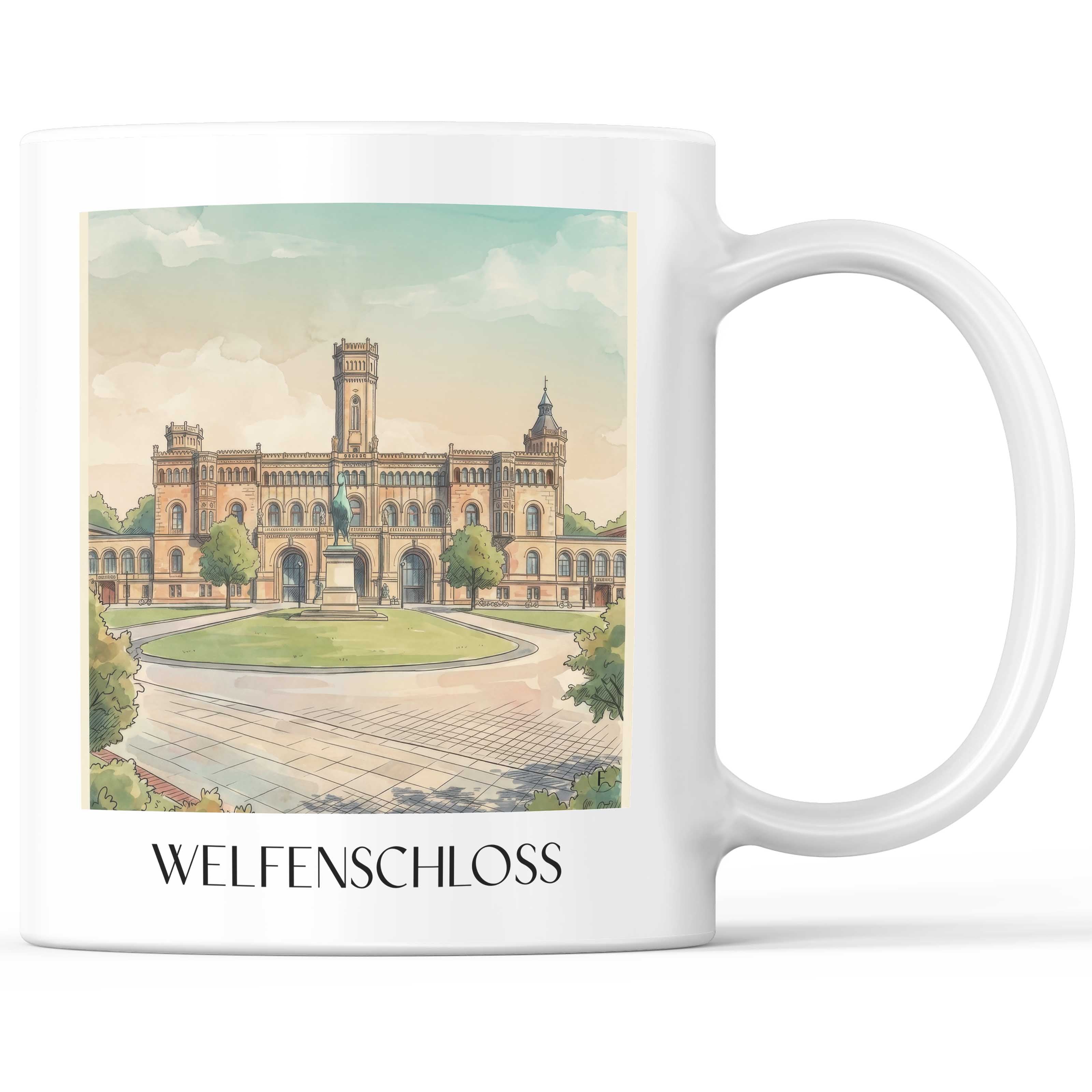 Welfenschloss Kaffeebecher - Hannover - Deutschland Becher - Kaffeetasse im Aquarell Stil - favplace