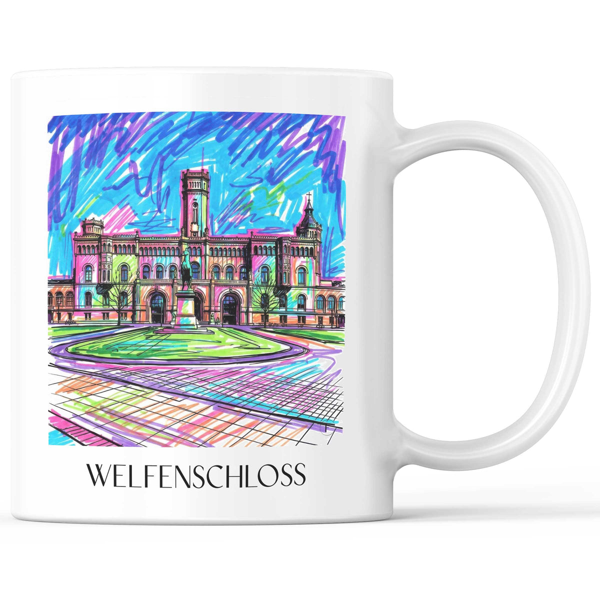 Welfenschloss Kaffeebecher - Hannover - Deutschland Becher - Kaffeetasse im Tag Graffiti Stil - favplace