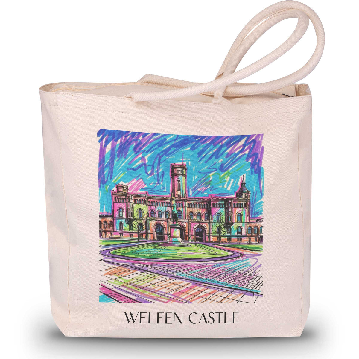 Welfenschloss Shopping Tasche - Hannover - Deutschland Tote Bag - Einkaufstasche im Tag Graffiti Stil - favplace