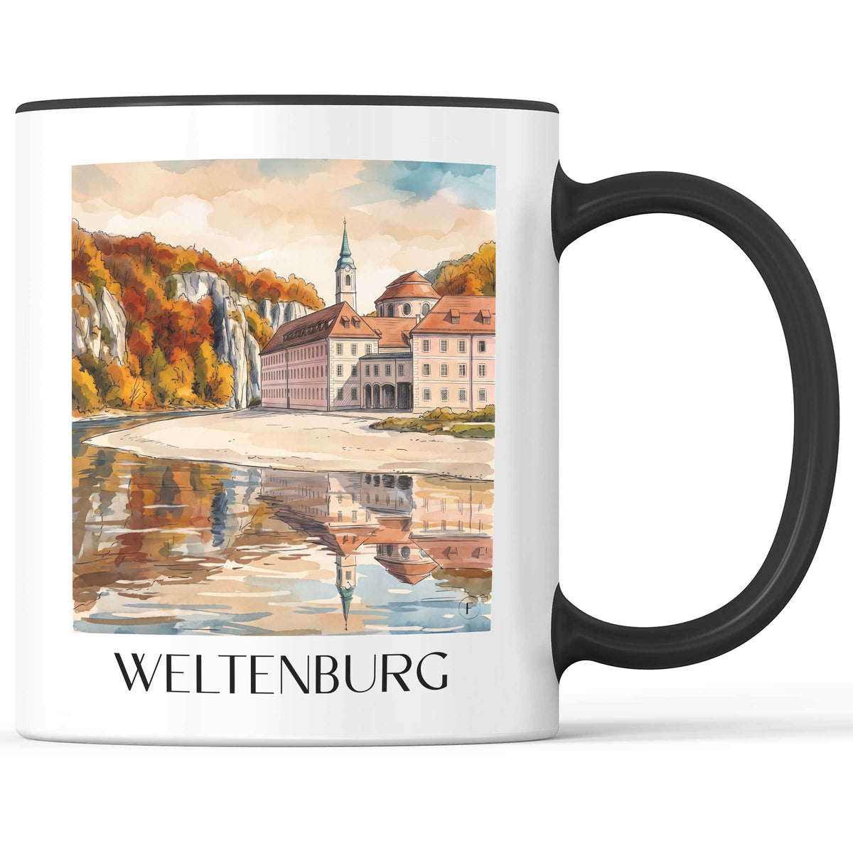 weltenburg-altmühltal-deutschland-kaffeebecher-aquarell