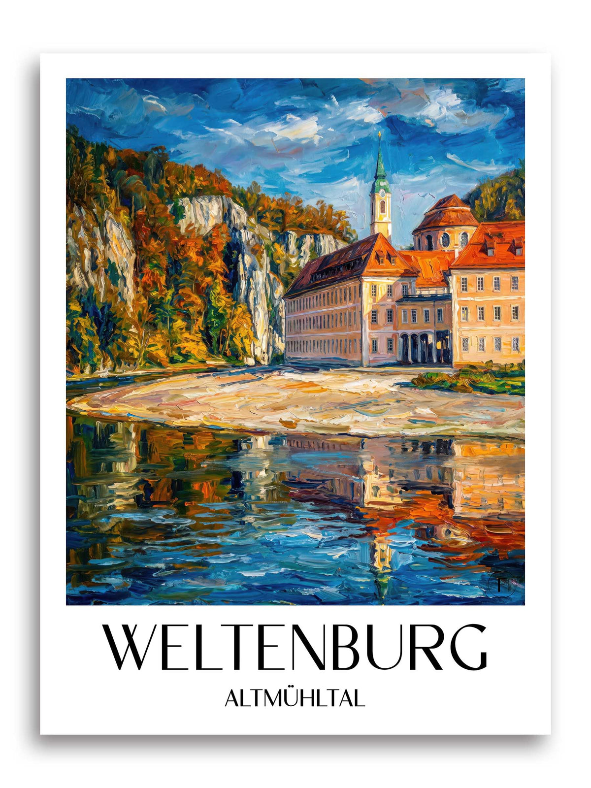 Weltenburg Poster - Altmühltal - Deutschland Kunstdruck - Ölgemälde von A4 bis A1 - favplace