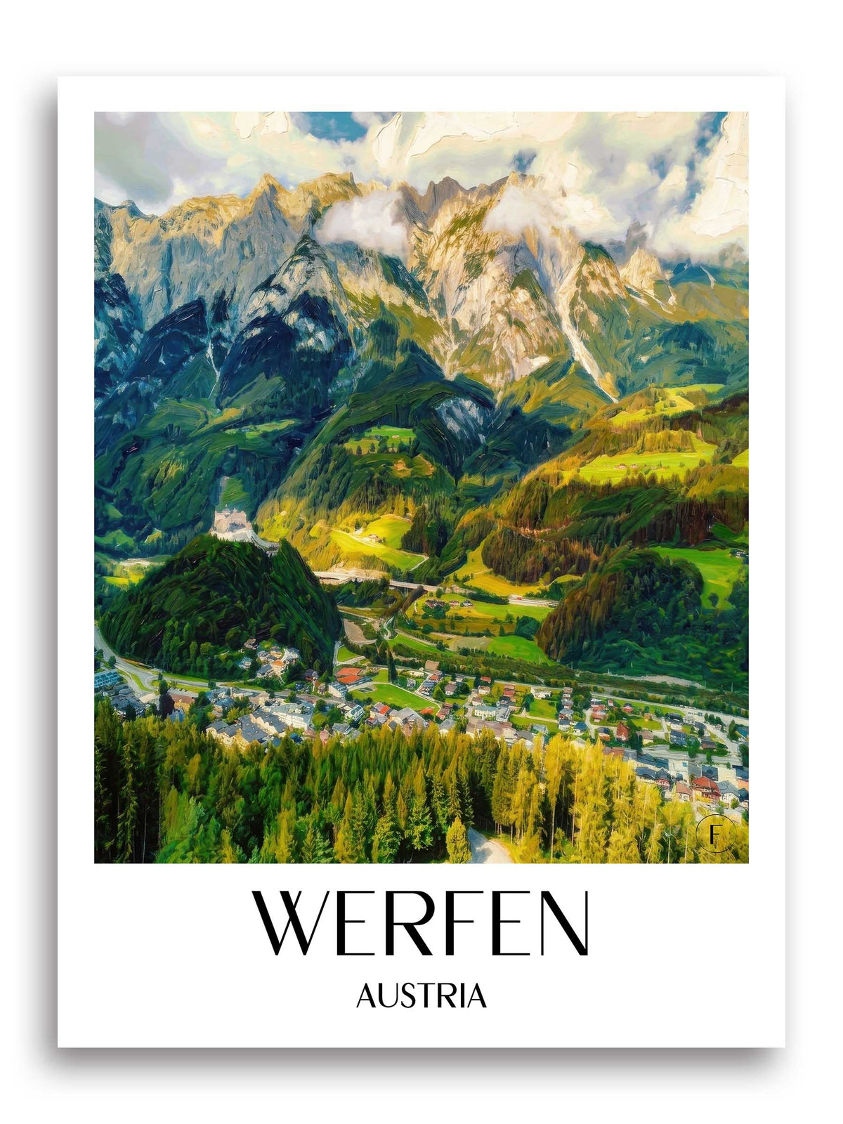 Werfen Poster - Österreich - Österreich Kunstdruck - Ölgemälde von A4 bis A1 - favplace