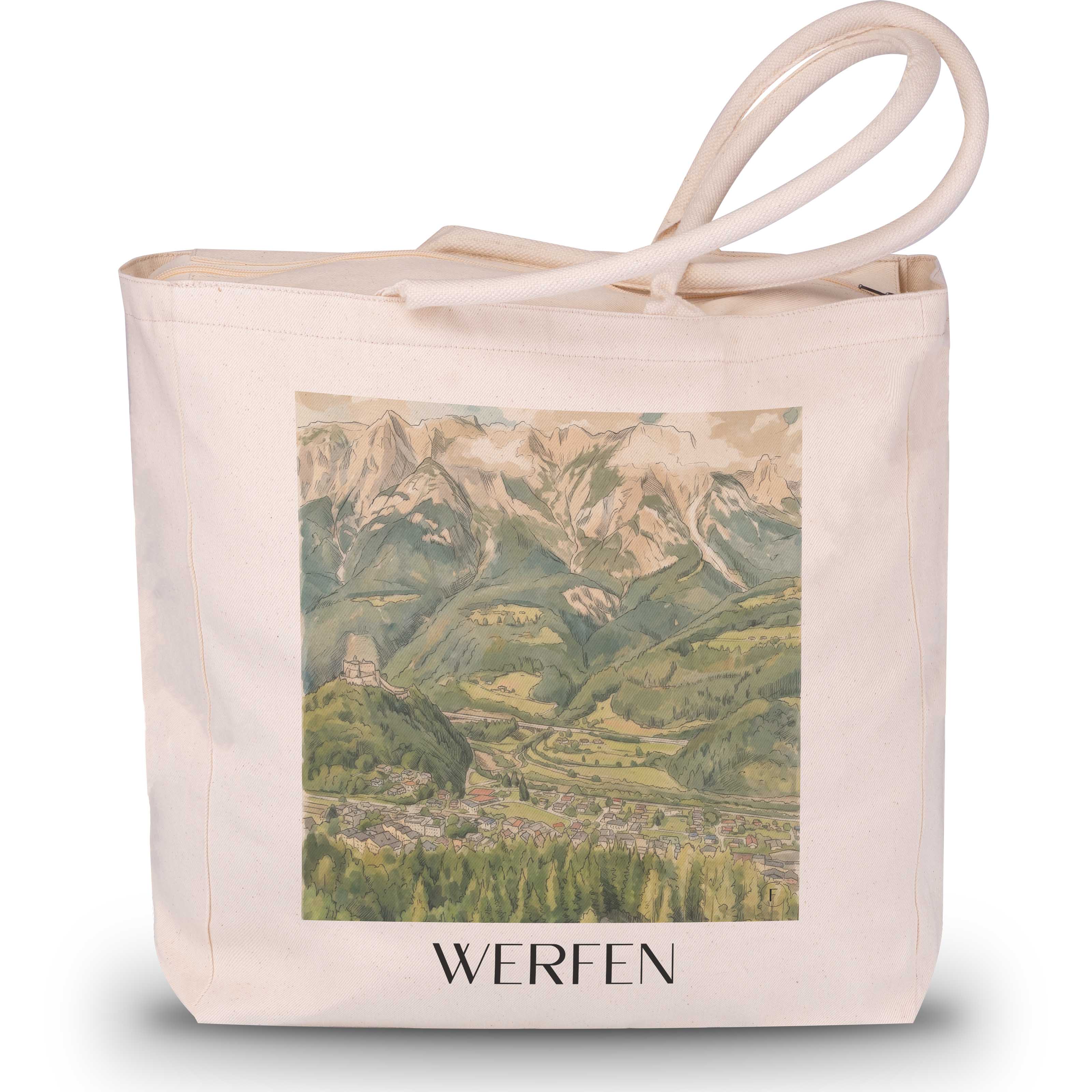 Werfen Shopping Tasche - Österreich - Österreich Tote Bag - Einkaufstasche im Aquarell Stil - favplace
