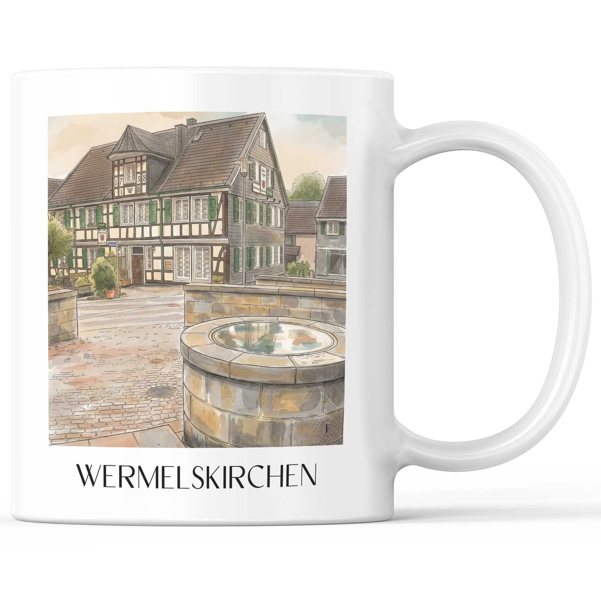 Wermelskirchen Kaffeebecher - Rheinland - Deutschland Becher - Kaffeetasse im Aquarell Stil - favplace