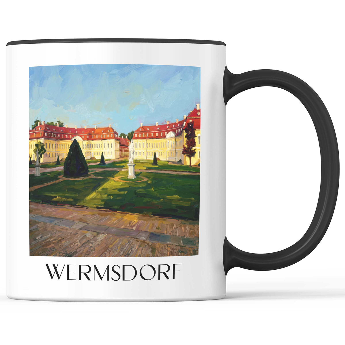 Wermsdorf Kaffeebecher - Sachsen - Deutschland Becher - Kaffeetasse im Ölgemälde Stil