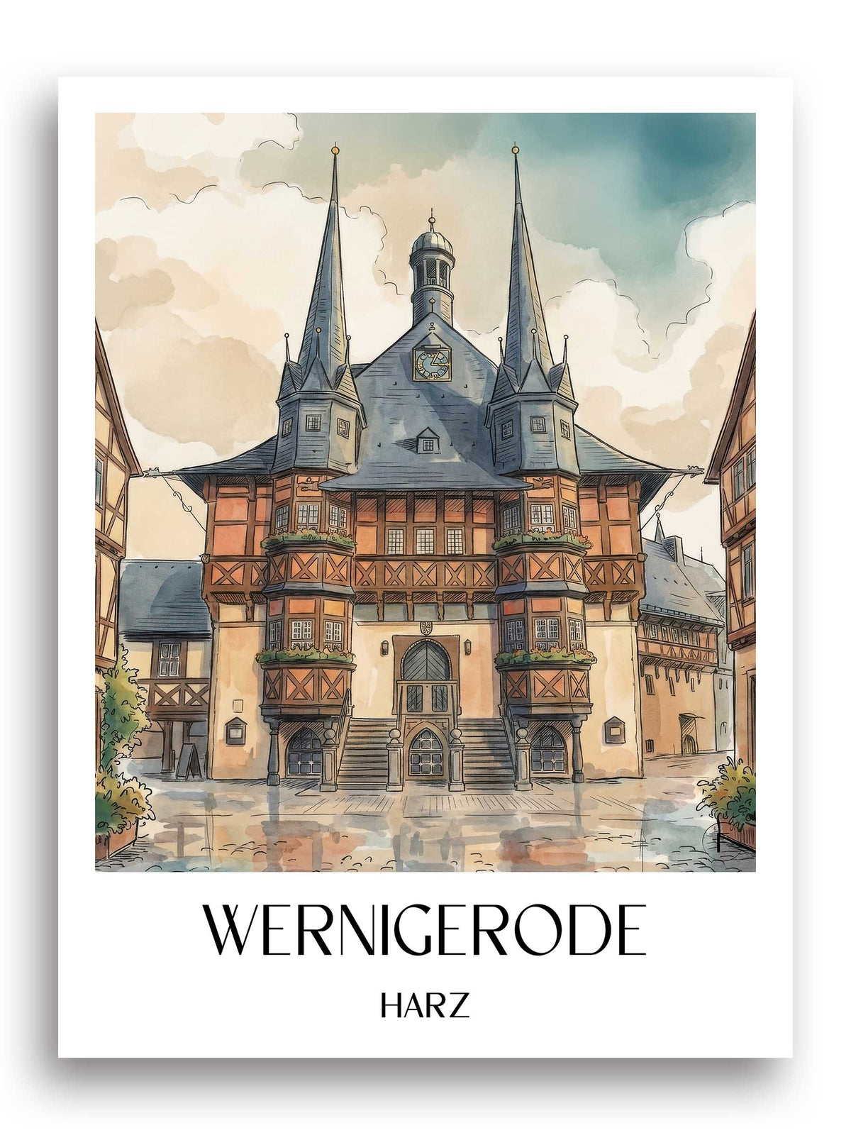 wernigerode-harz-deutschland-poster-aquarell