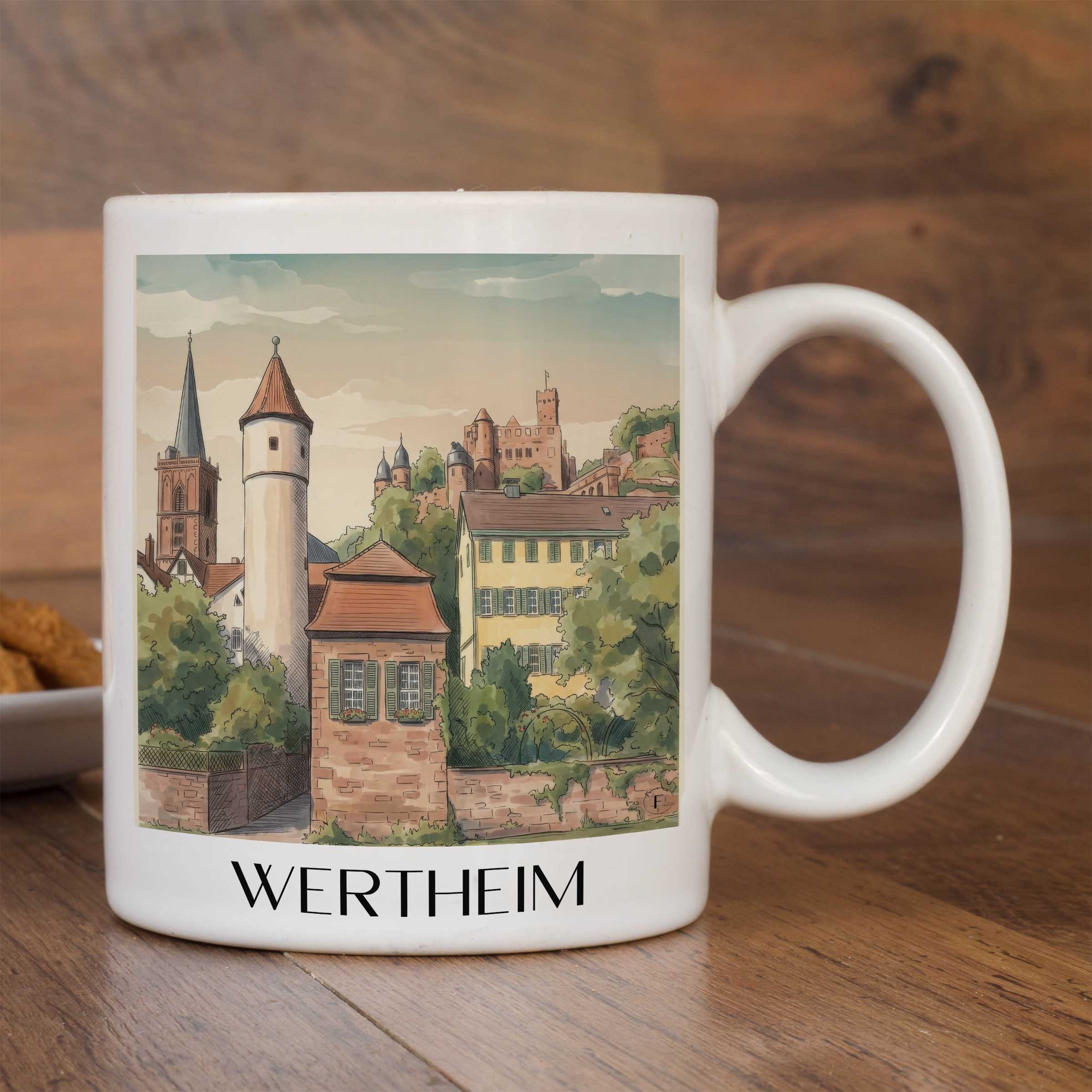 wertheim-main-tauber-tal-deutschland-kaffeebecher-aquarell