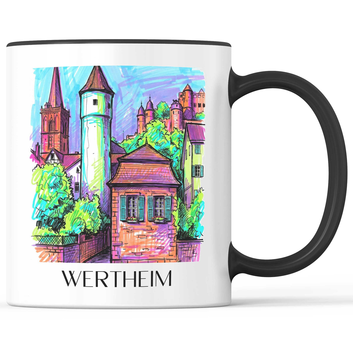 Wertheim Kaffeebecher - Main-Tauber-Tal - Deutschland Becher - Kaffeetasse im Tag Graffiti Stil - favplace