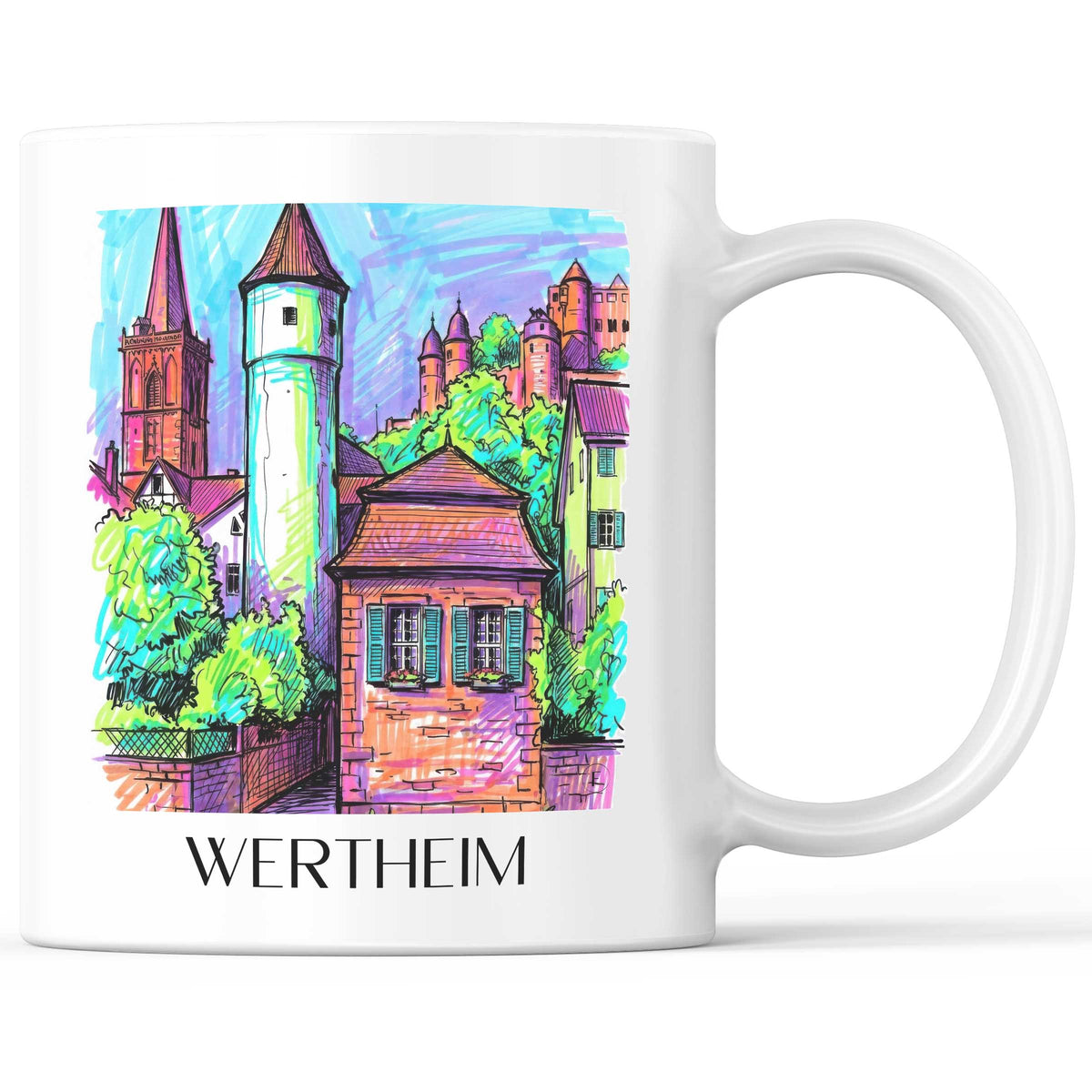 Wertheim Kaffeebecher - Main-Tauber-Tal - Deutschland Becher - Kaffeetasse im Tag Graffiti Stil - favplace