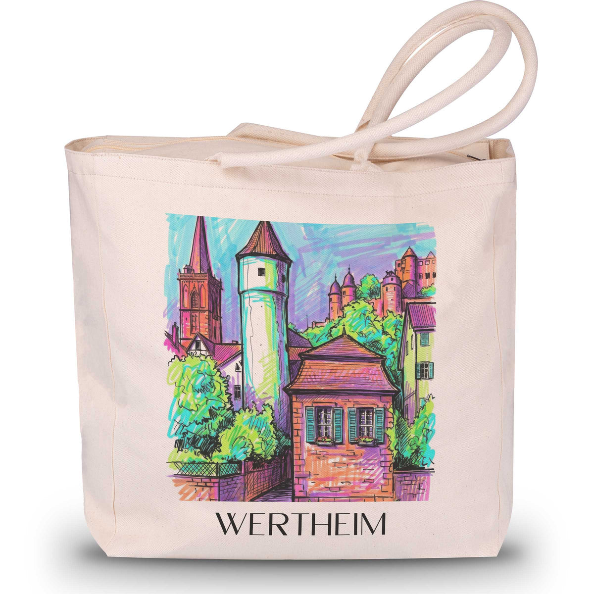 Wertheim Shopping Tasche - Main-Tauber-Tal - Deutschland Tote Bag - Einkaufstasche im Tag Graffiti Stil - favplace