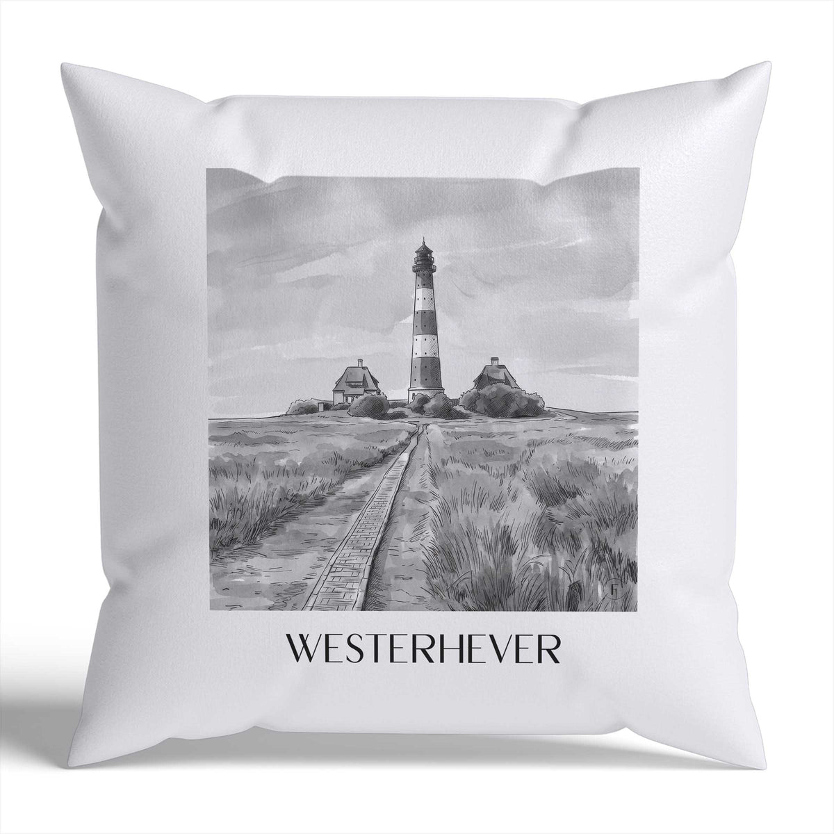 westerhever-schleswig-deutschland-kissenbezug-aquarell-schwarz-weiss