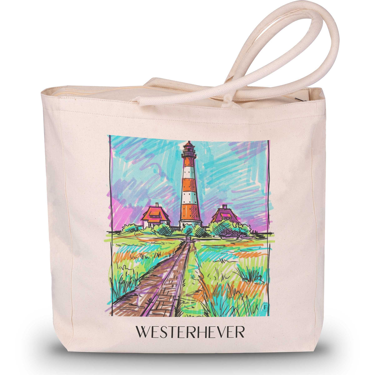 Westerhever Shopping Tasche - Schleswig - Deutschland Tote Bag - Einkaufstasche im Tag Graffiti Stil - favplace