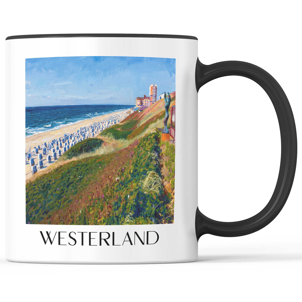 Westerland Kaffeebecher - Sylt - Deutschland Becher - Kaffeetasse im Ölgemälde Stil - favplace