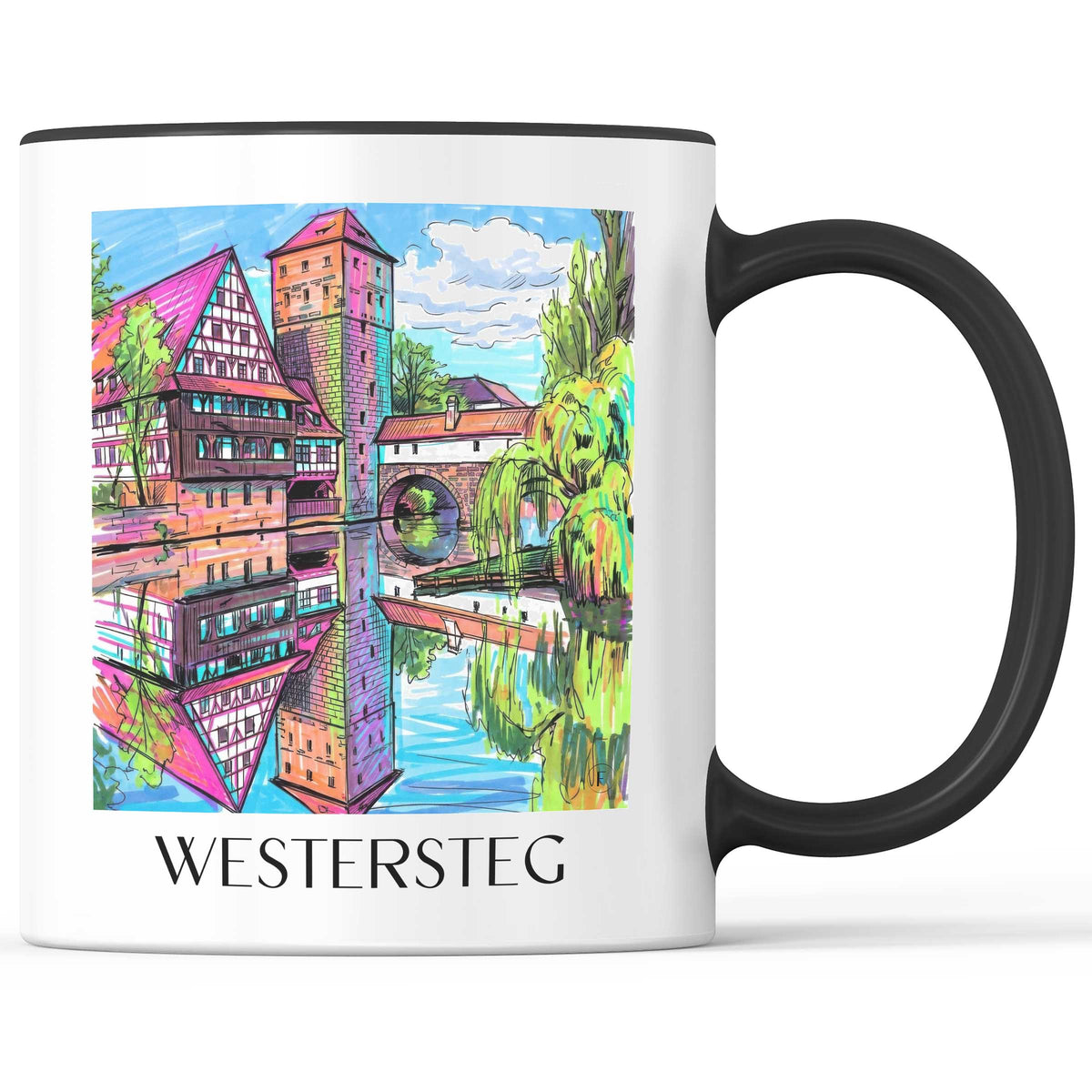 Westersteg Kaffeebecher - Nürnberg - Deutschland Becher - Kaffeetasse im Tag Graffiti Stil - favplace