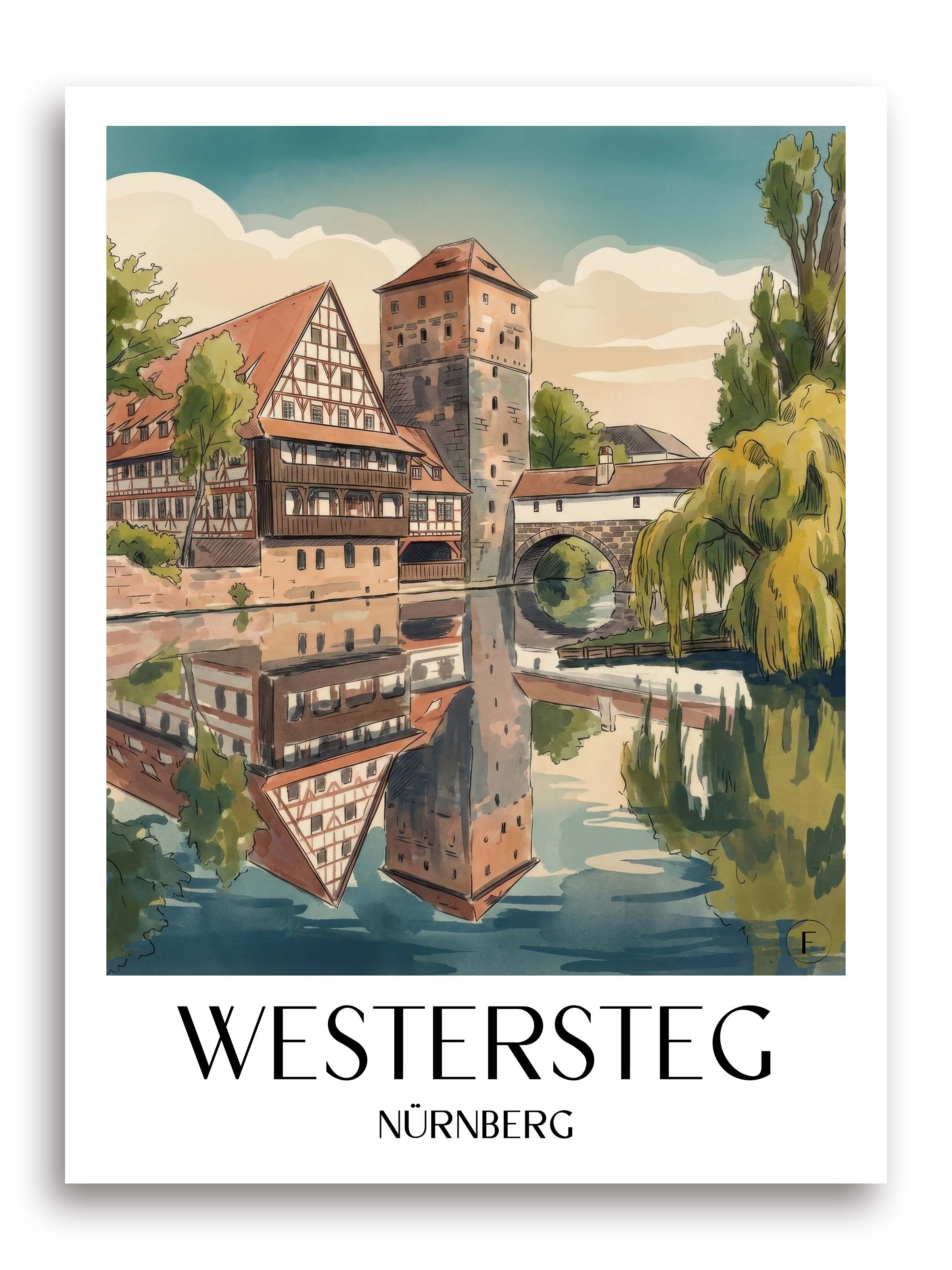 westersteg-nürnberg-deutschland-poster-aquarell