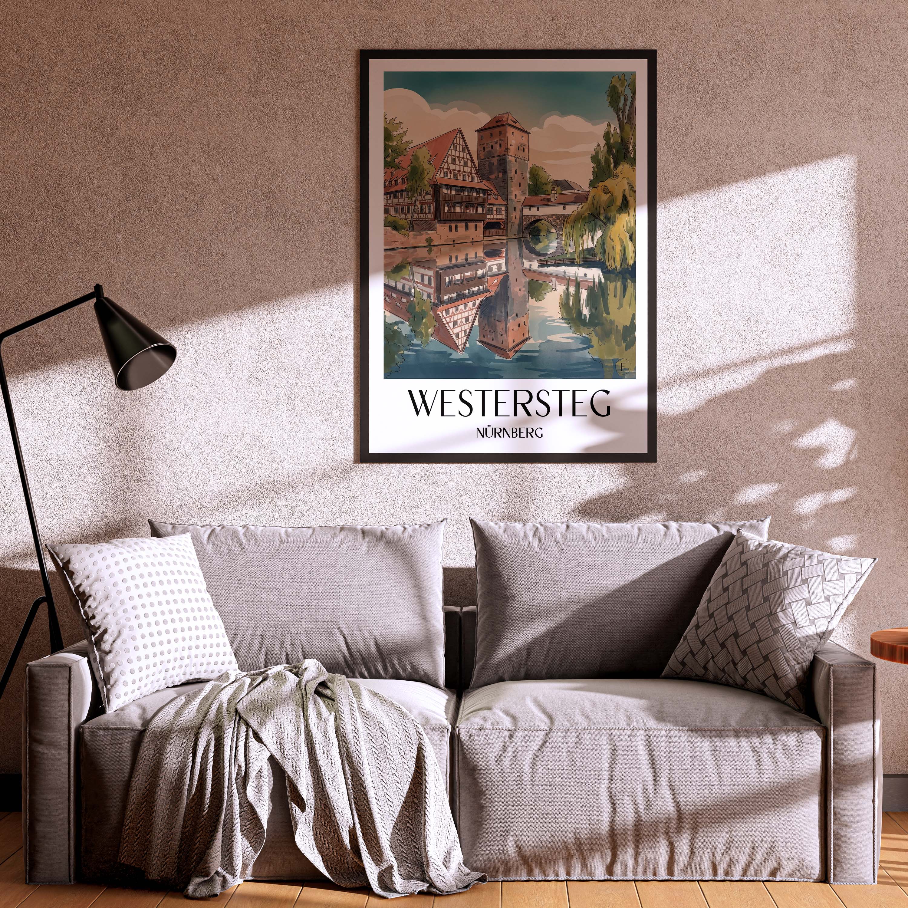 westersteg-nürnberg-deutschland-poster-aquarell