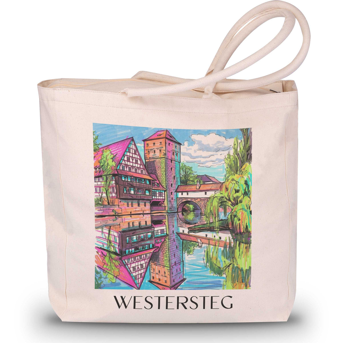 Westersteg Shopping Tasche - Nürnberg - Deutschland Tote Bag - Einkaufstasche im Tag Graffiti Stil - favplace