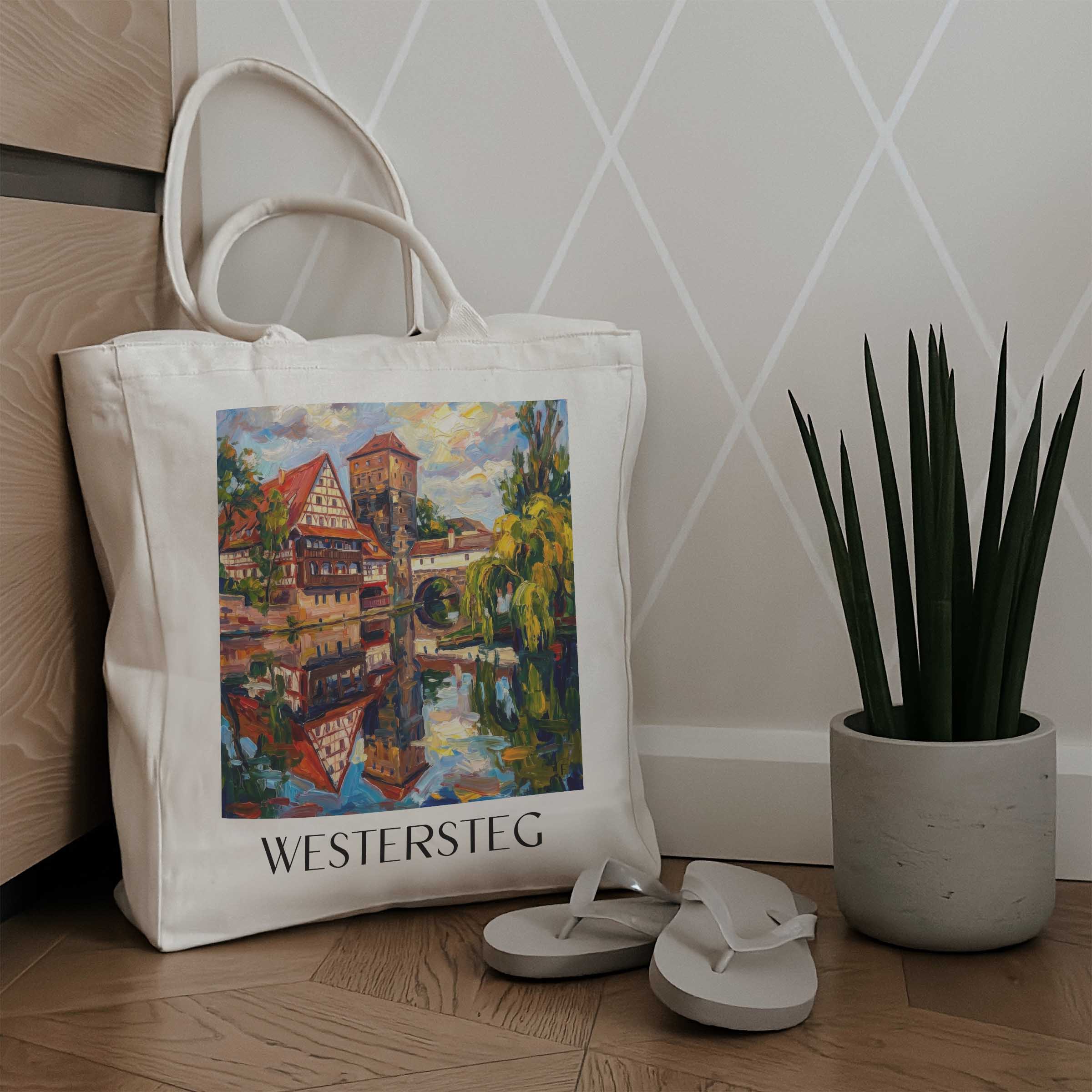 westersteg-nürnberg-deutschland-einkaufstasche-oil-painting-oelgemaelde