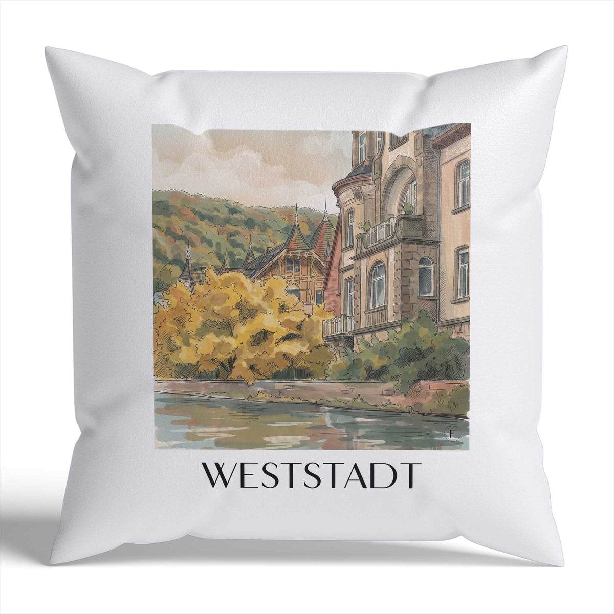 weststadt-heidelberg-deutschland-kissenbezug-aquarell