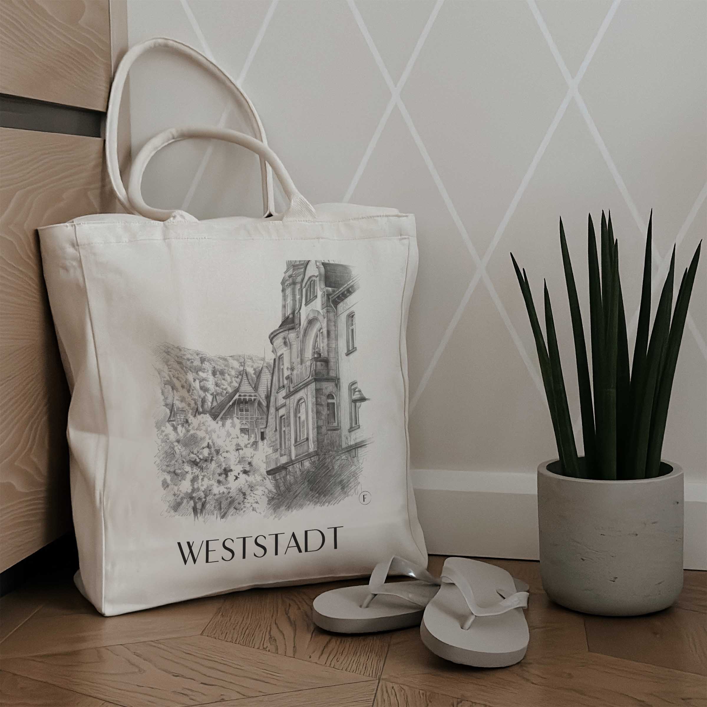 weststadt-heidelberg-deutschland-einkaufstasche-bleistift-zeichnung-drawing