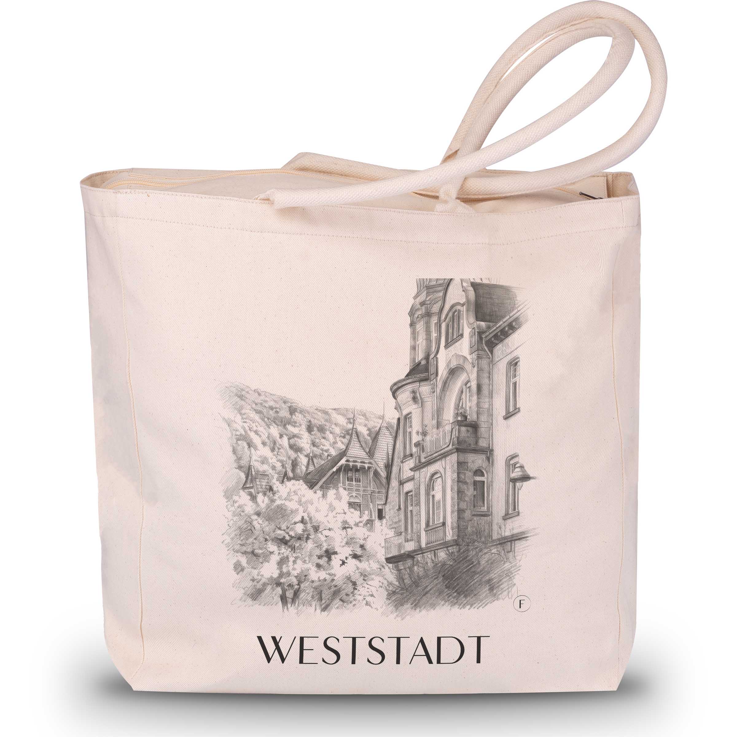 Weststadt Shopping Tasche - Heidelberg - Deutschland Tote Bag - Einkaufstasche im Zeichnung Stil - favplace