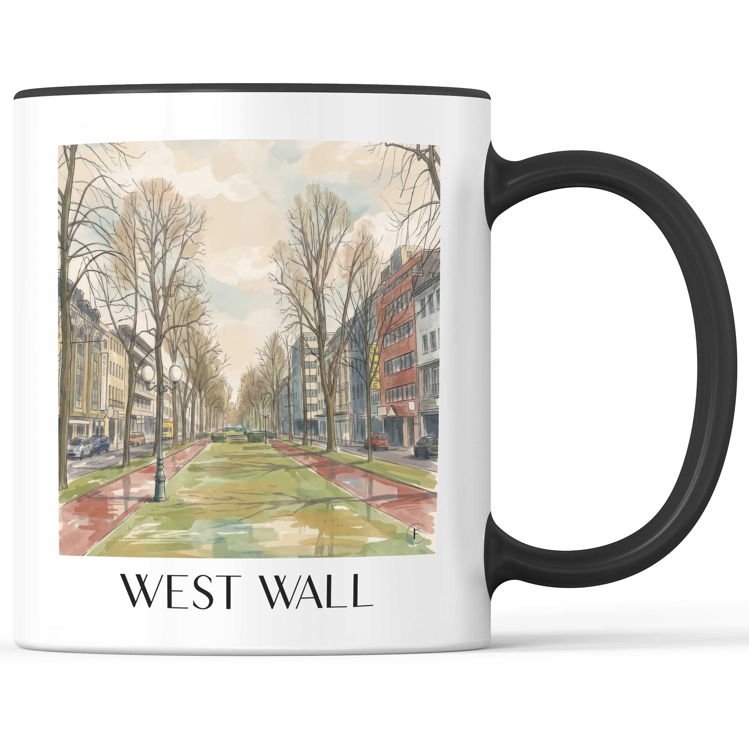 Westwall Kaffeebecher - Krefeld - Deutschland Becher - Kaffeetasse im Aquarell Stil - favplace