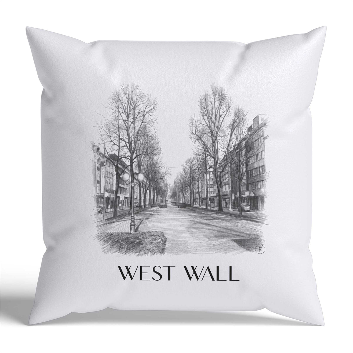 Westwall Kissenhülle - Zierkissen Bezug - Krefeld - Deutschland Kissen bzw. Kissenbezug im Zeichnung Stil - favplace