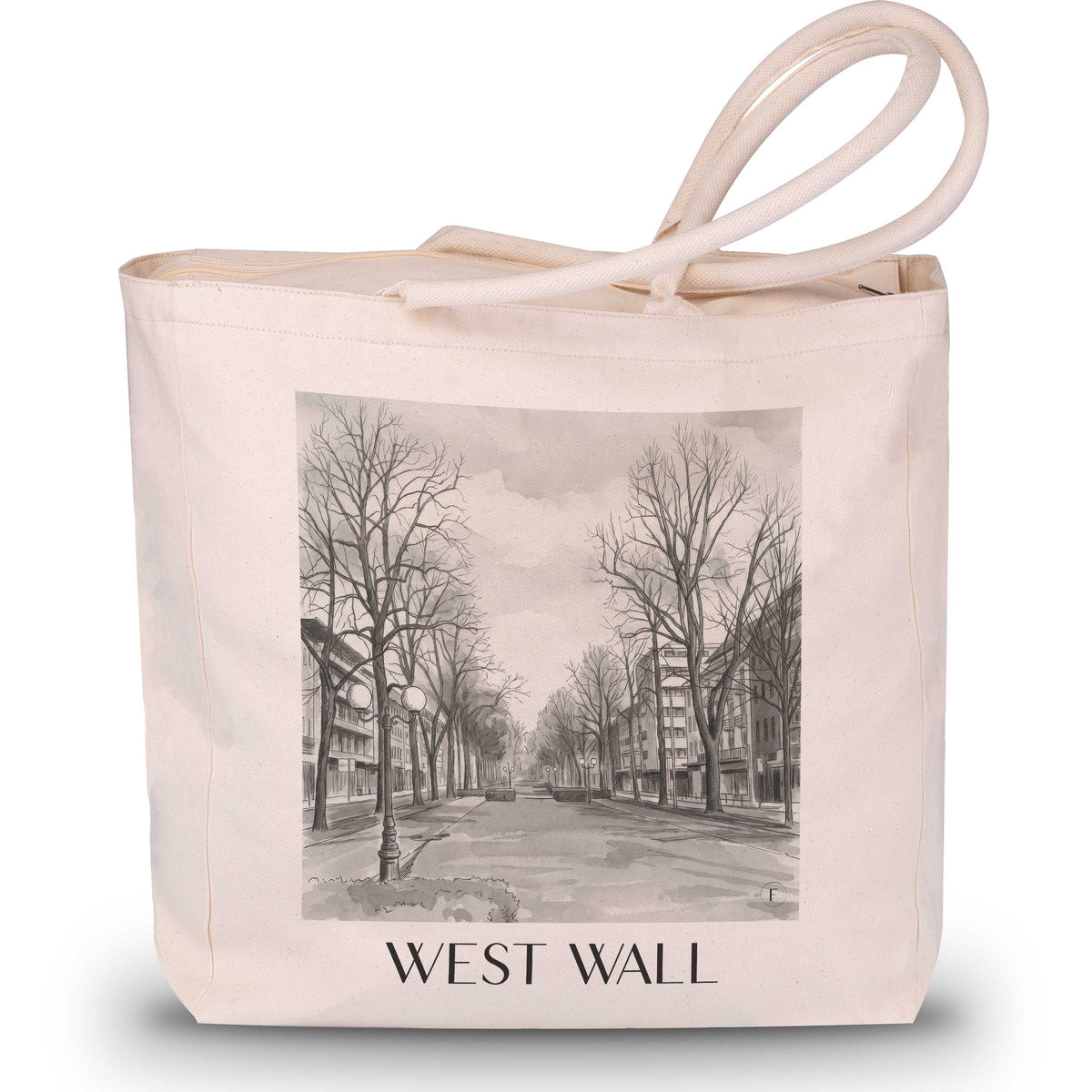 Westwall Shopping Tasche - Krefeld - Deutschland Tote Bag - Einkaufstasche im Aquarell Schwarz-Weiß Stil - favplace