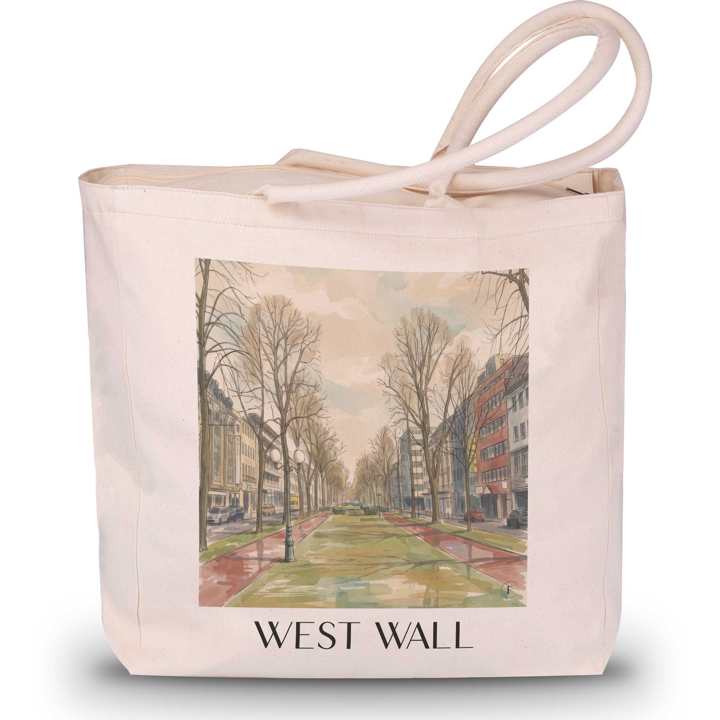 Westwall Shopping Tasche - Krefeld - Deutschland Tote Bag - Einkaufstasche im Aquarell Stil - favplace