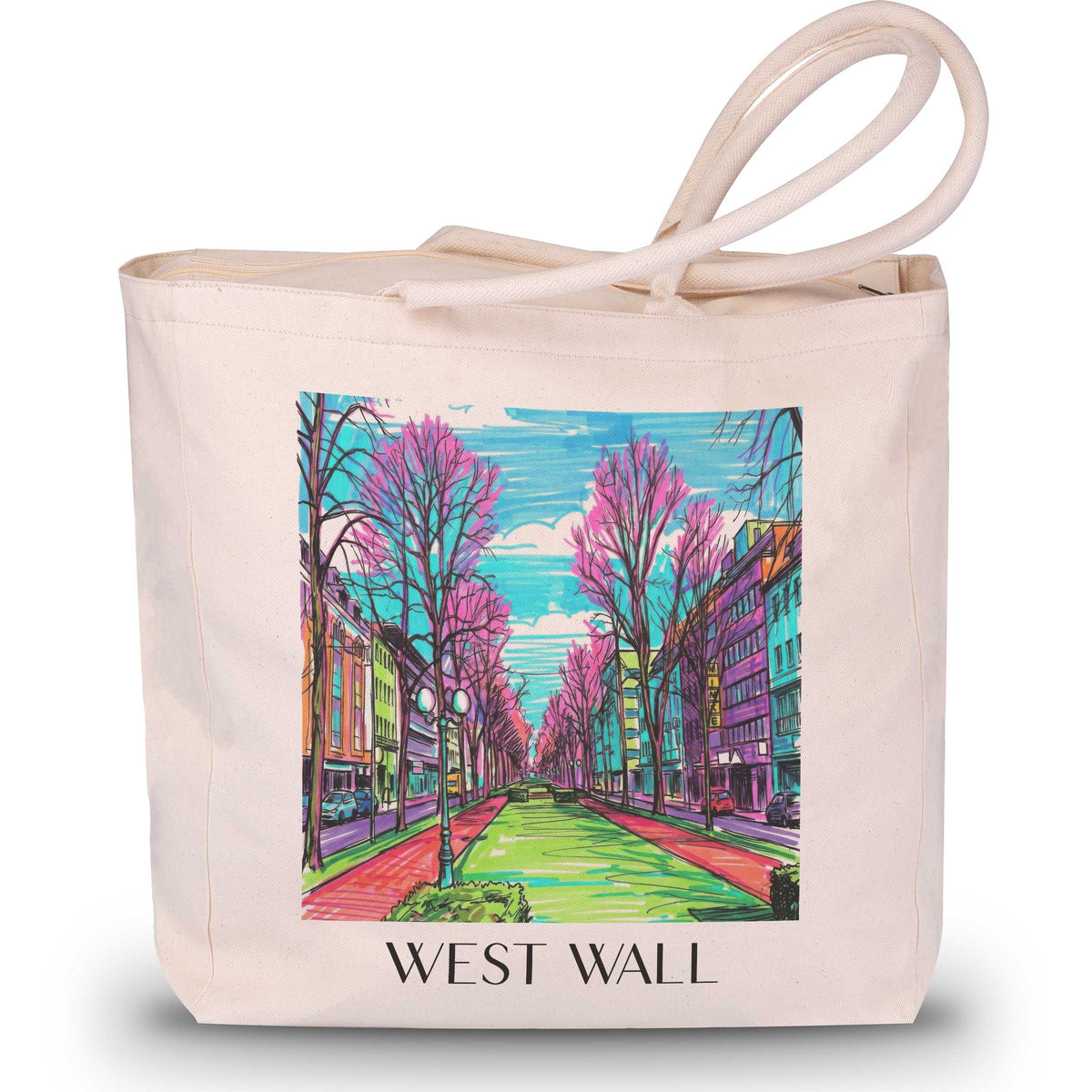 Westwall Shopping Tasche - Krefeld - Deutschland Tote Bag - Einkaufstasche im Tag Graffiti Stil - favplace