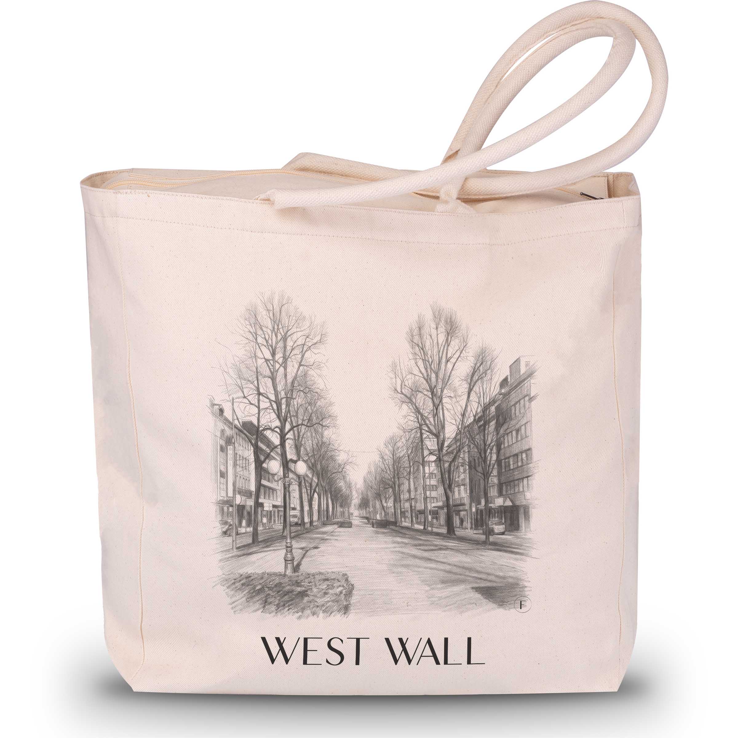 Westwall Shopping Tasche - Krefeld - Deutschland Tote Bag - Einkaufstasche im Zeichnung Stil