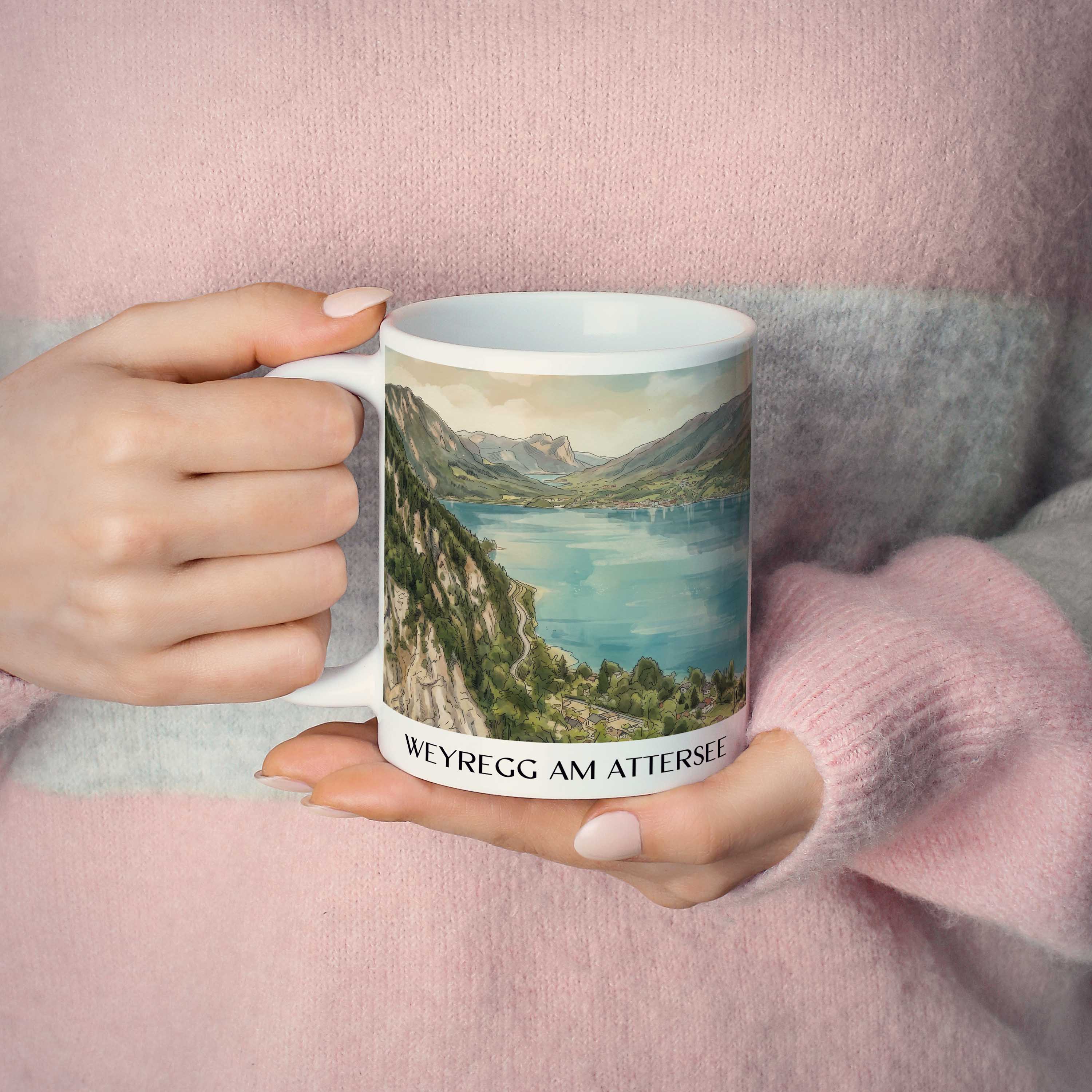 weyregg-am-attersee-österreich-österreich-kaffeebecher-aquarell
