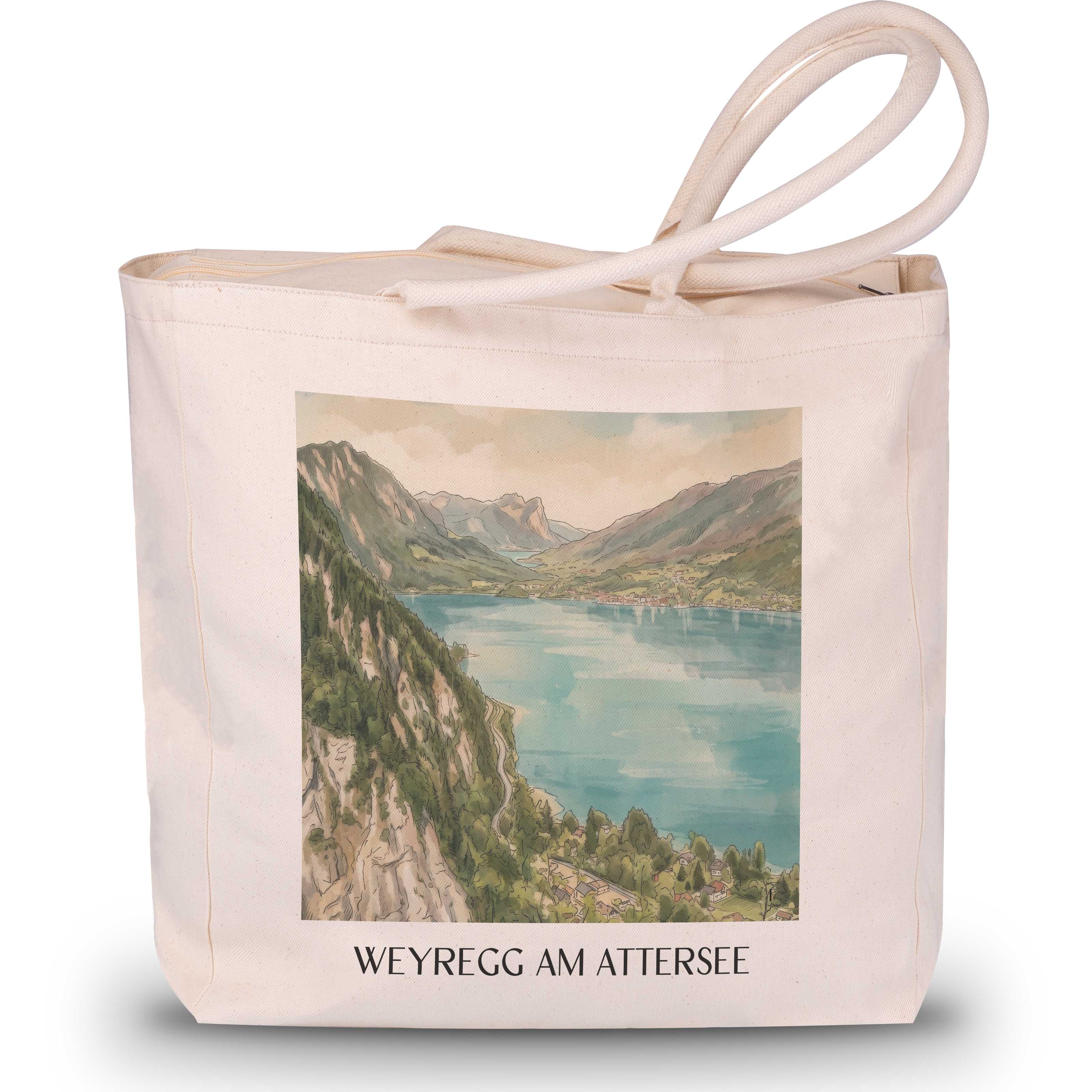 Weyregg am Attersee Shopping Tasche - Österreich - Österreich Tote Bag - Einkaufstasche im Aquarell Stil - favplace
