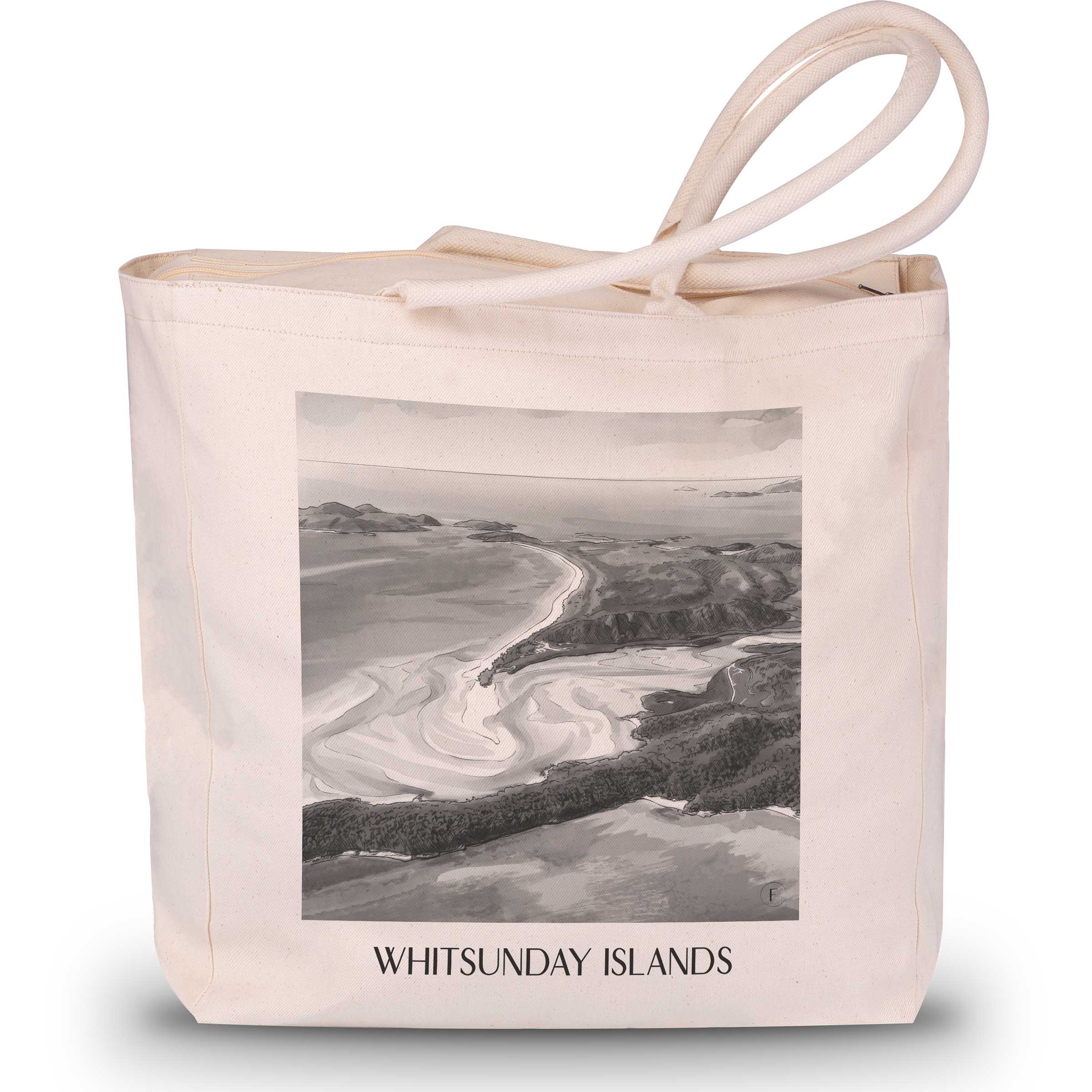 Whitsunday Inseln - Australien Tote Bag - Einkaufstasche im Aquarell Schwarz-Weiß Stil - favplace