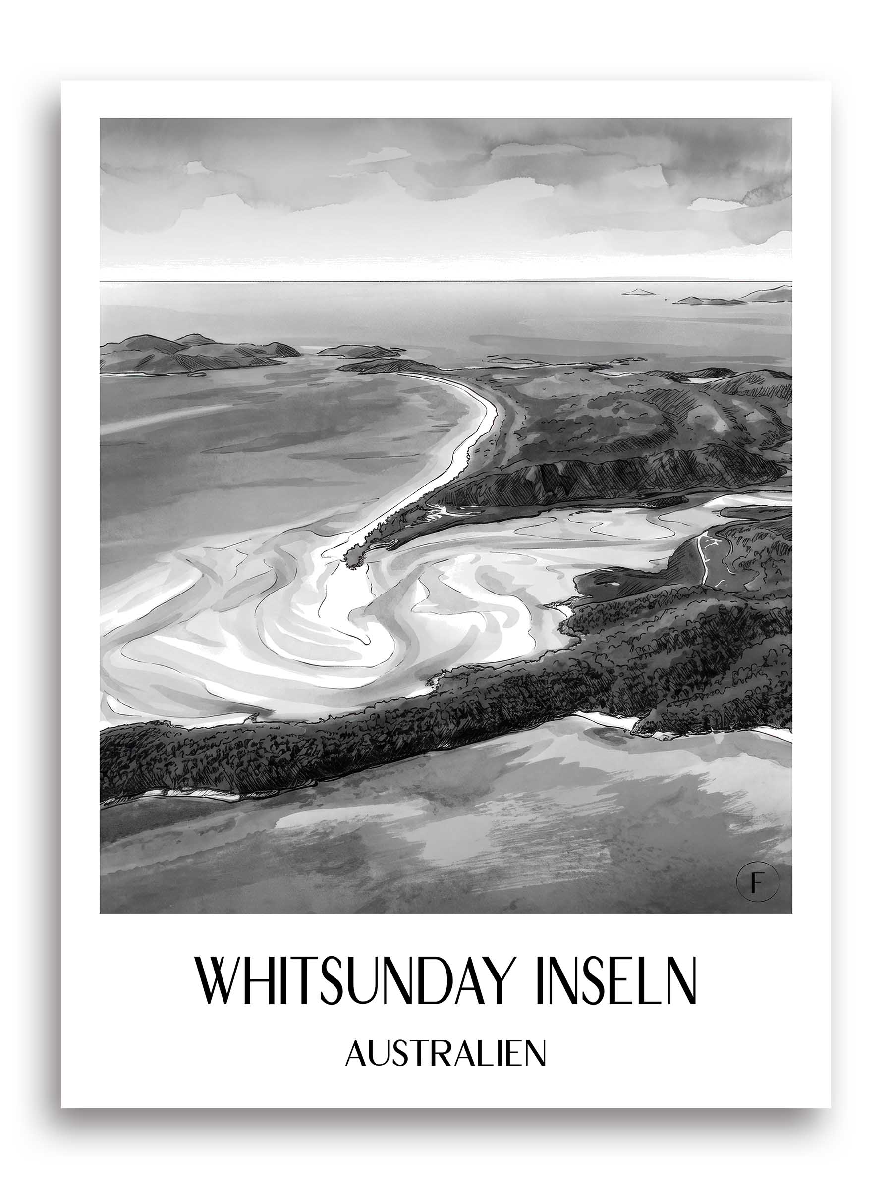 whitsunday-inseln-australien-poster-aquarell-schwarz-weiss