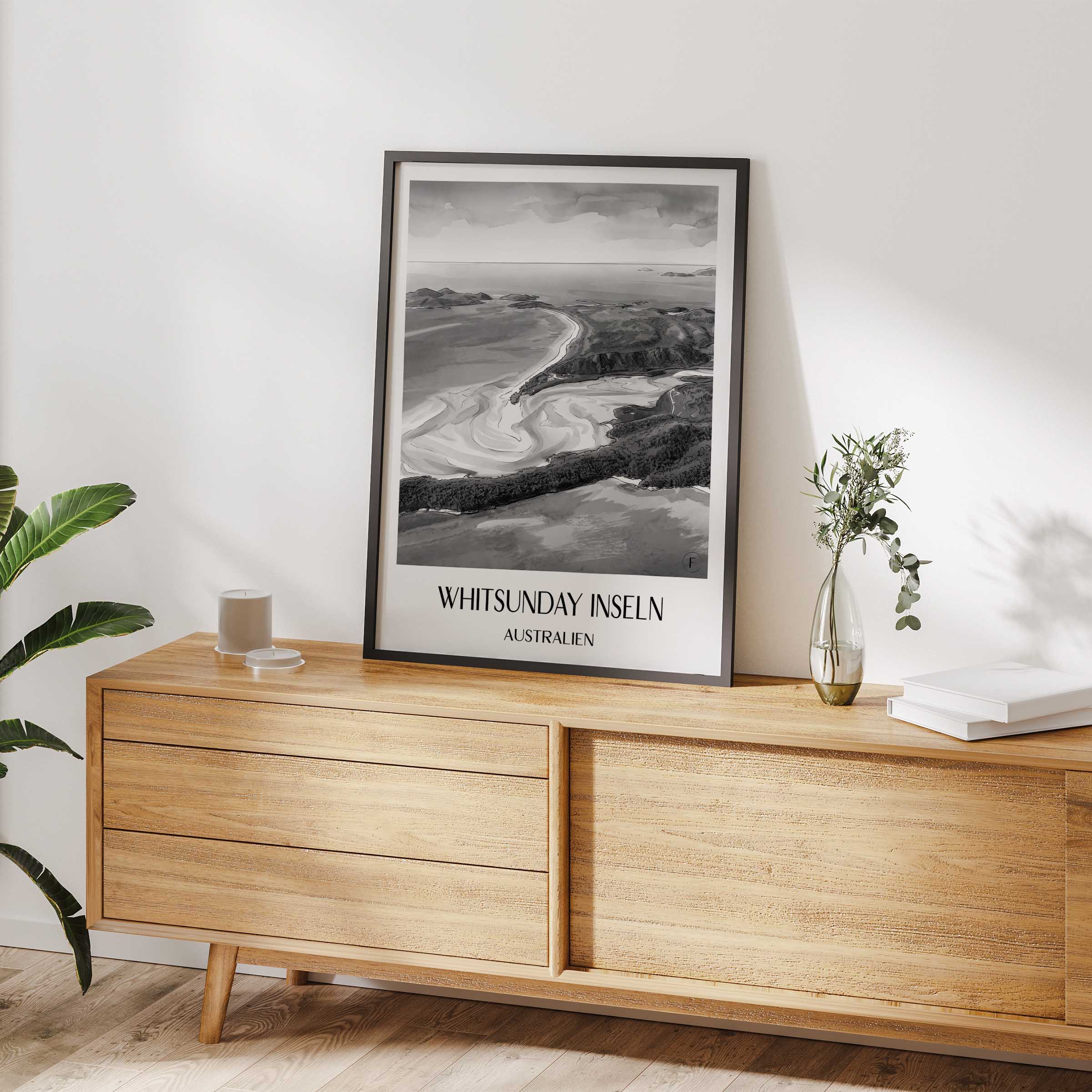 whitsunday-inseln-australien-poster-aquarell-schwarz-weiss